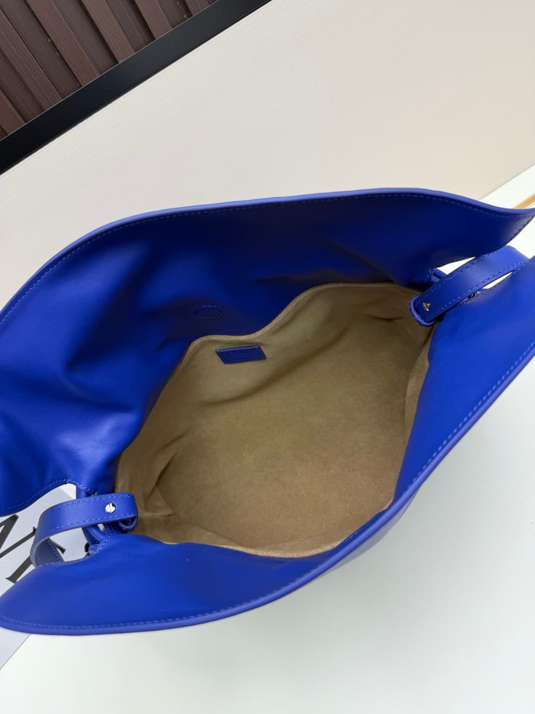 Loewe Medium Flamenco Ruched Clutch Bag in Blue Leather High