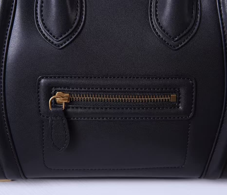 Celine Mini Luggage Bag In Black Smooth Calfskin High