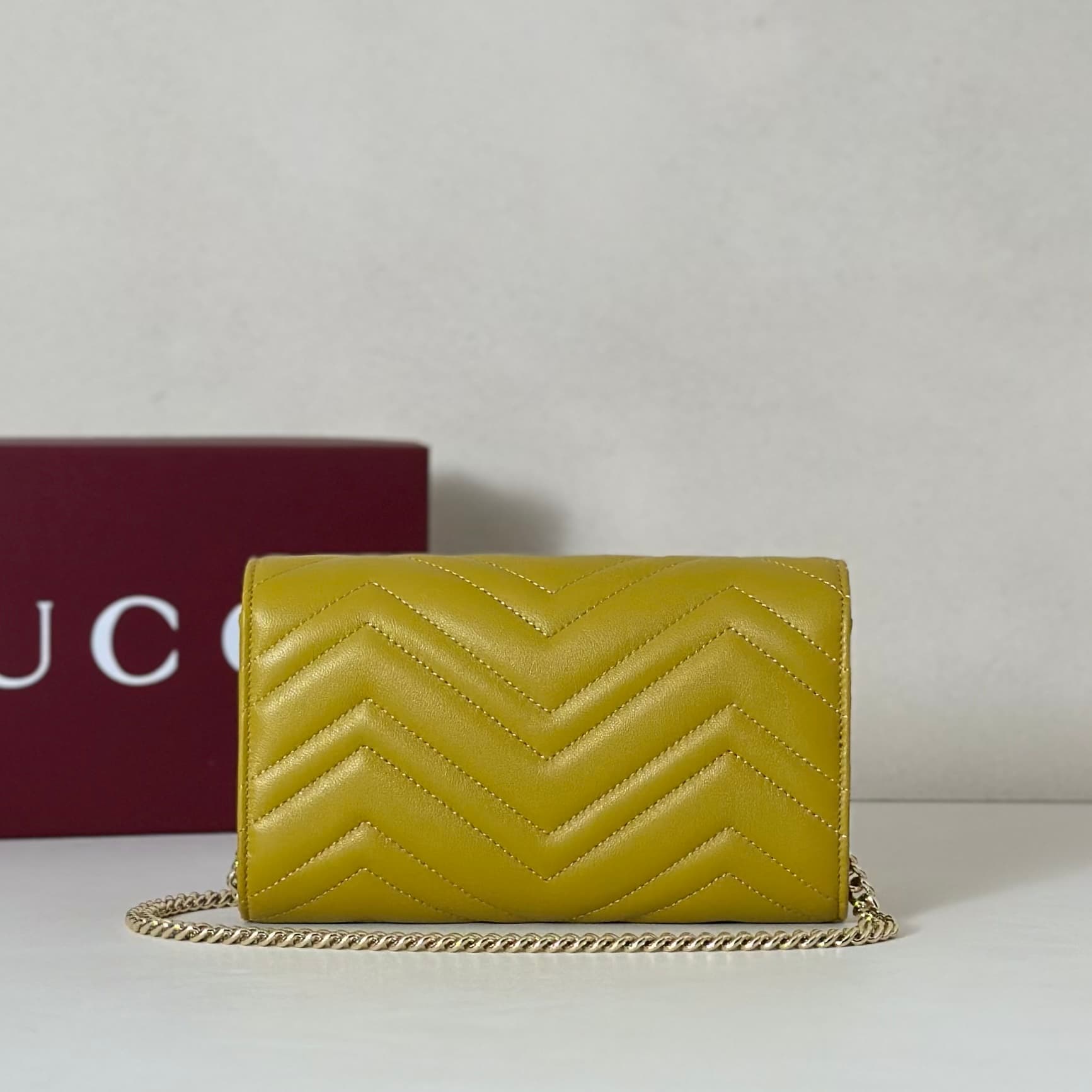 Gucci Marmont wallet on chain ‎Lambskin Yellow 837745 High