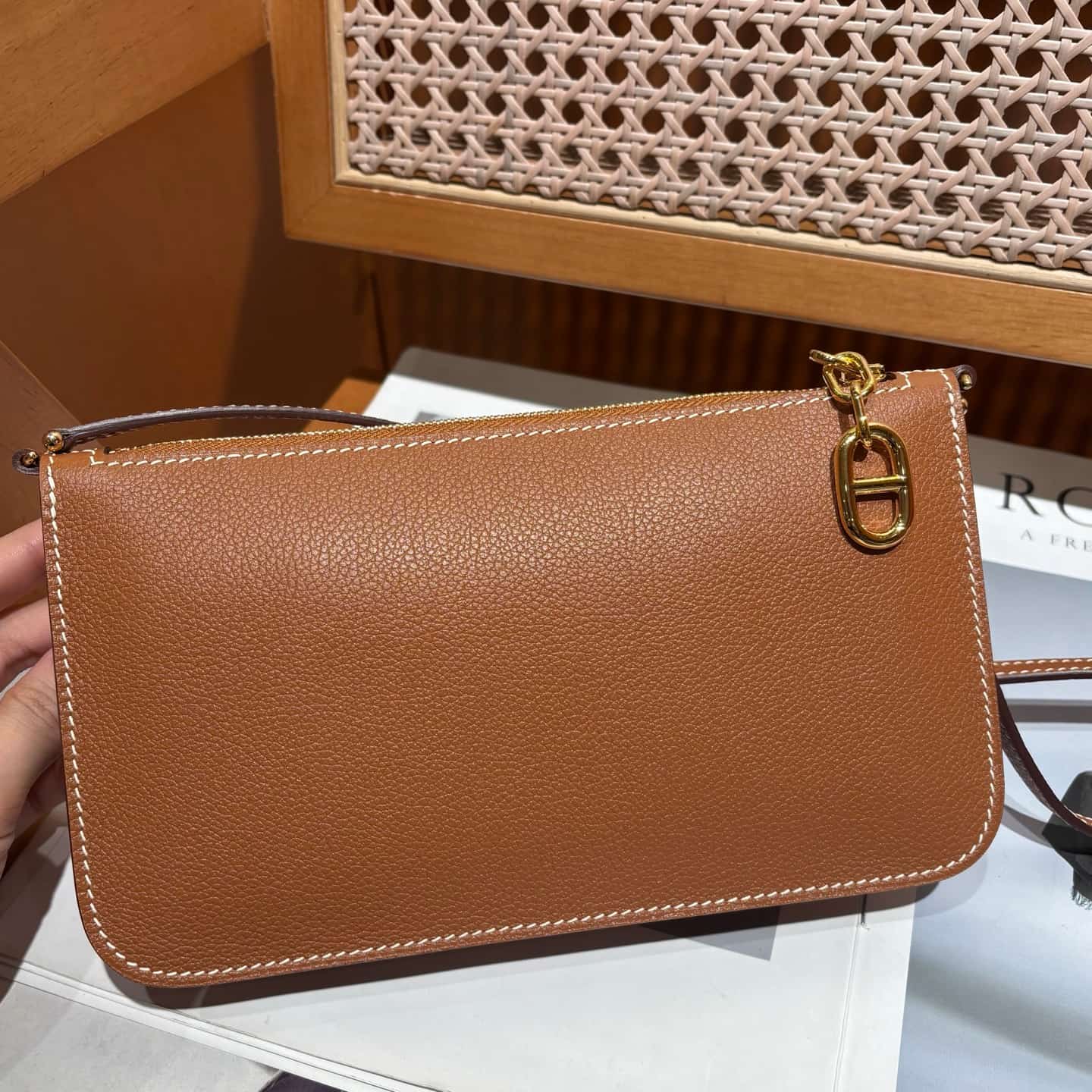 Hermes Zipengo Chaine d'Ancre To Go pouch Evergrain calfskin Gold WAX High