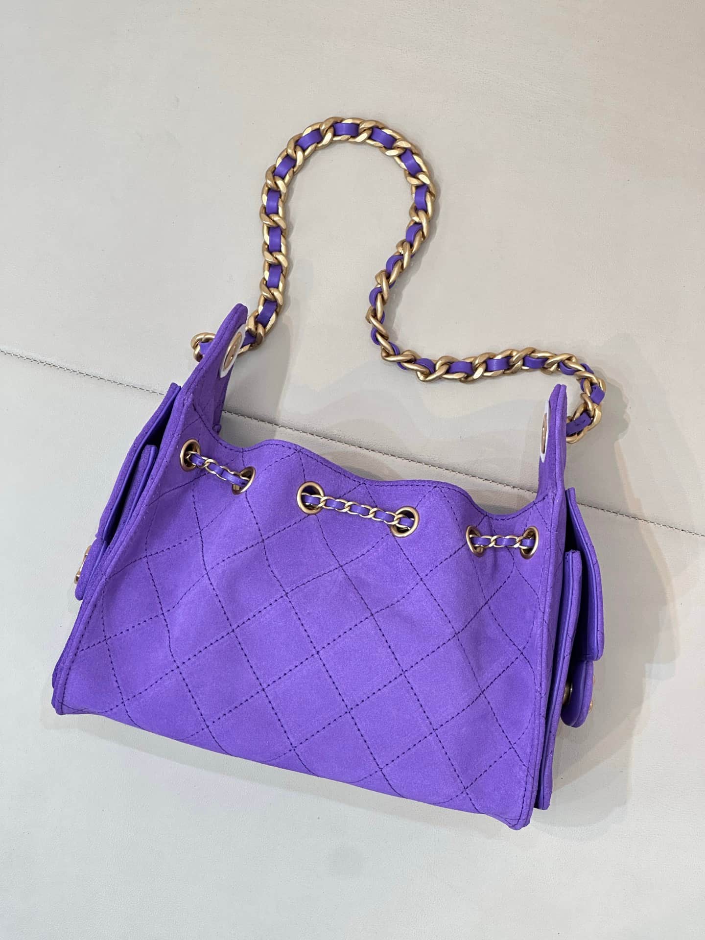 CHANEL 25 Mini Handbag AS5631 Suede &Gold-tone Metal Purple TOP