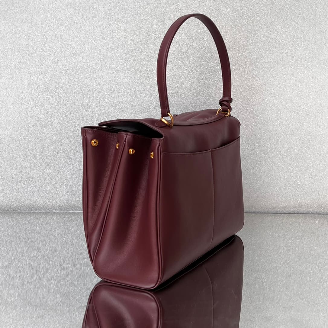 Balenciaga Rodeo Medium Bag in Dark Burgundy Leather With Gold-Tone Metal TOP