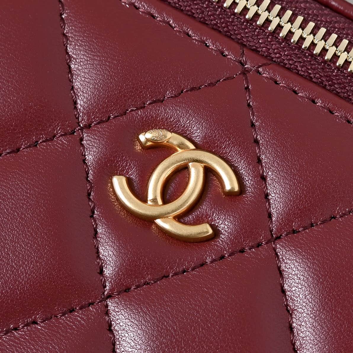 Chanel Vanity with Chain AP2303 Lambskin Gold Metal Burgundy High