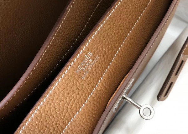 Hermes Kelly Depeche 34 Briefcase In Brown Calfskin WAX High