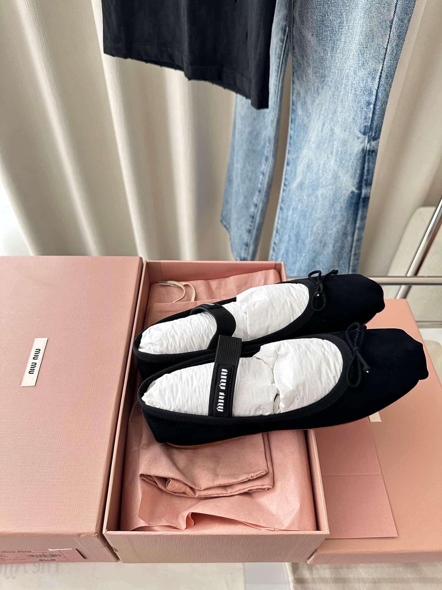 Miu Miu Suede Ballet Flat Shoes Women