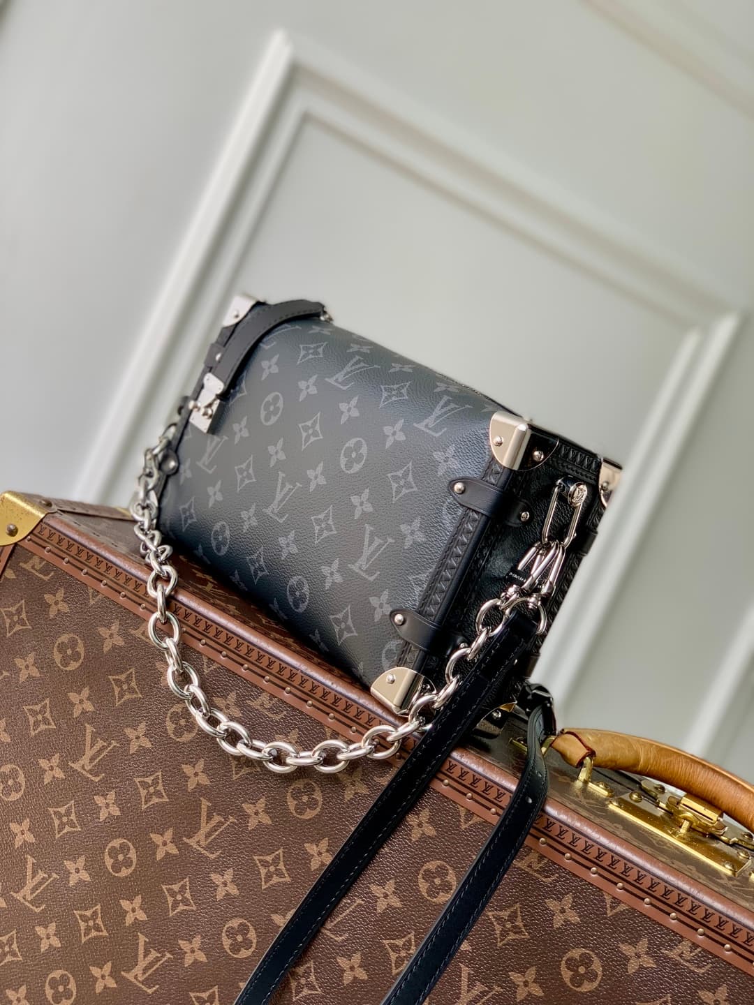 Louis Vuitton Side Trunk MM East West Monogram Eclipse M26226 High