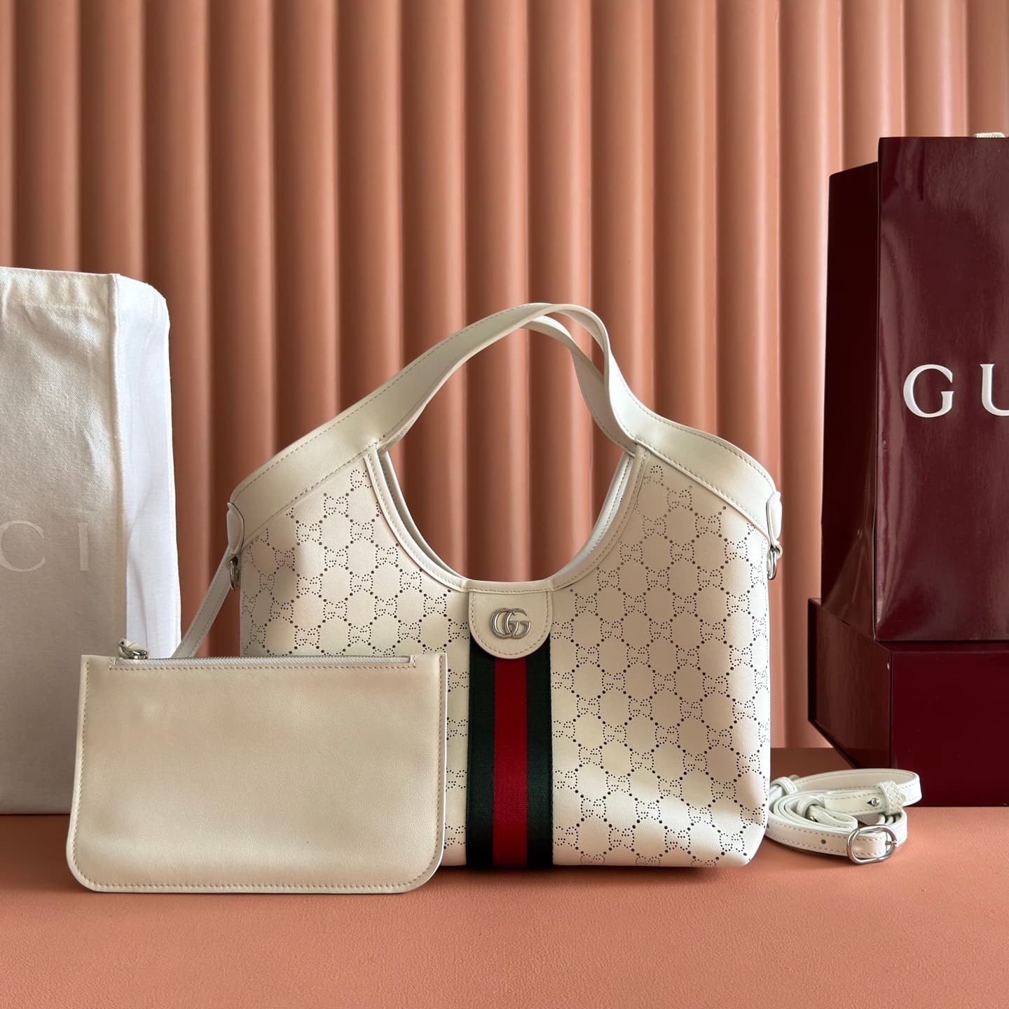 Gucci Giglio small tote bag white GG leather 860845 High