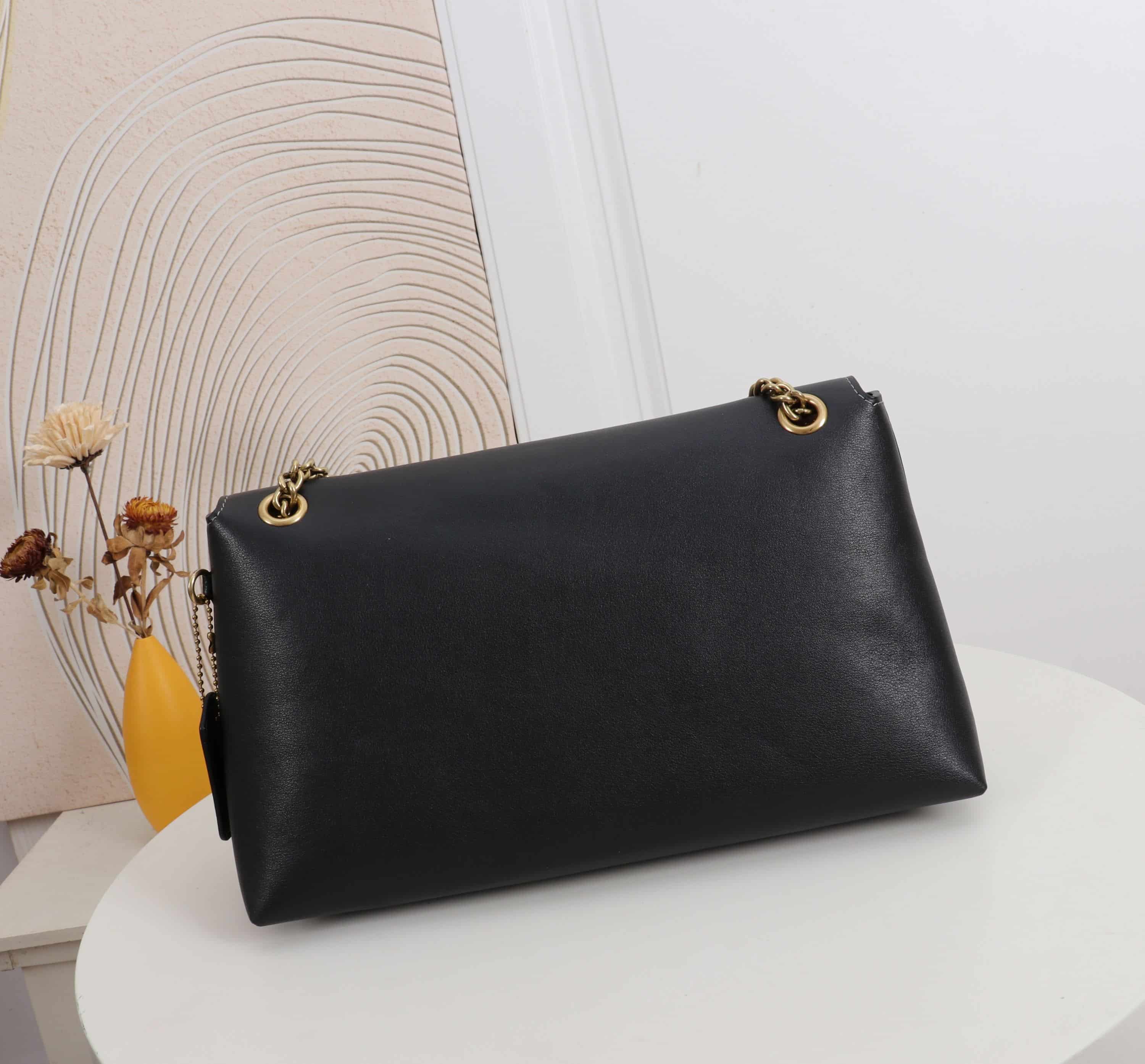 Coach Chelsea Shoulder Bag 30 With Chain in Black Leather High