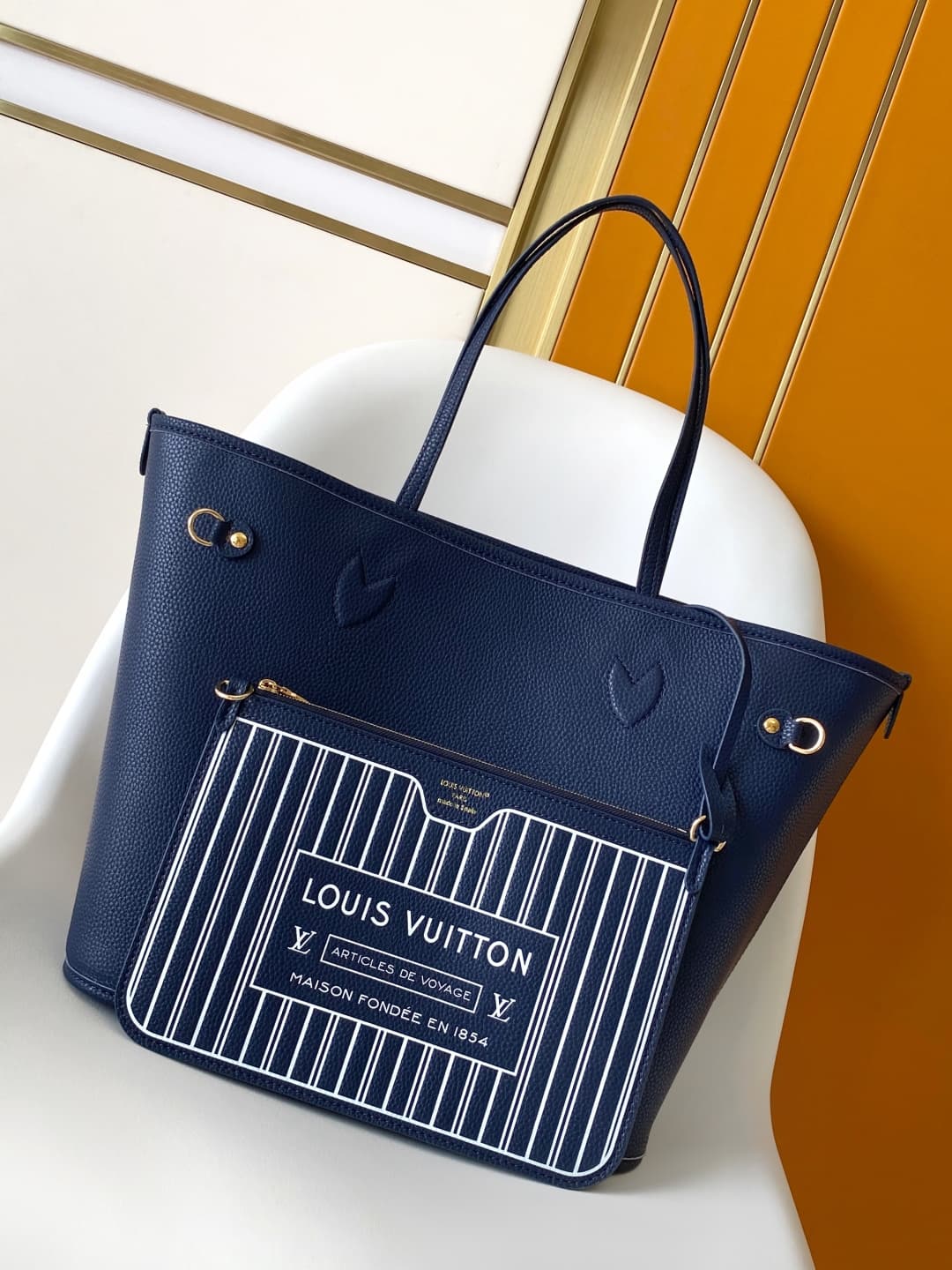 Louis Vuitton Neverfull Inside Out MM Monogram Navy Coated canvas M14994 High