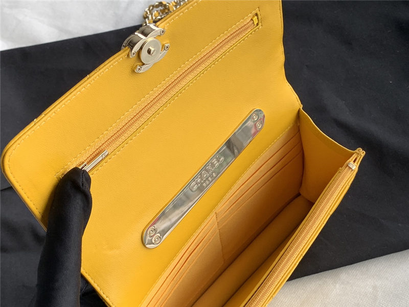 Chanel Wallet on Chain With Handle AP2844 Lambskin & Gold-Tone Metal Yellow A