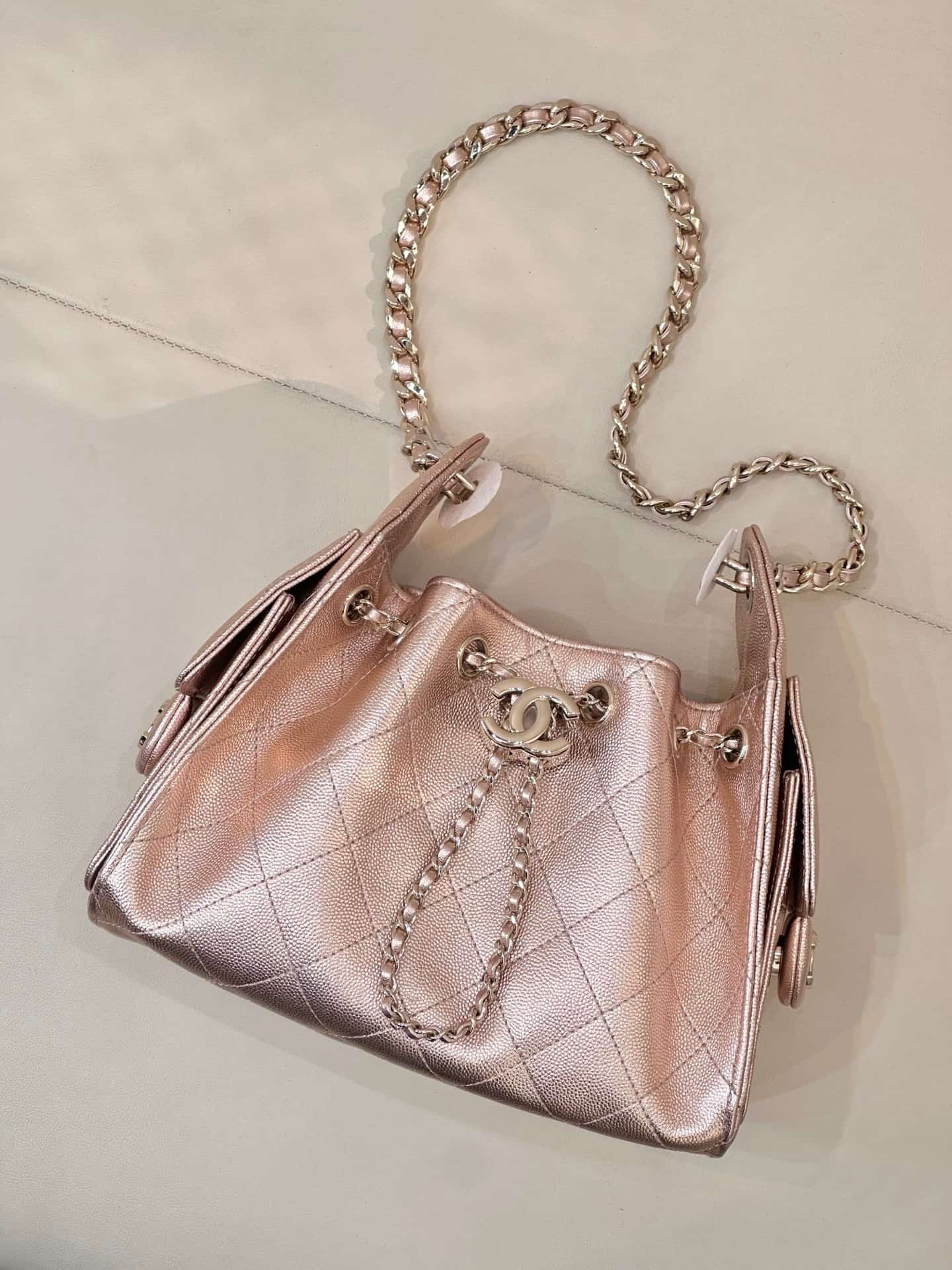 CHANEL 25 Mini Handbag AS5631 Grained Calfskin & Gold-tone Metal Rose Gold TOP