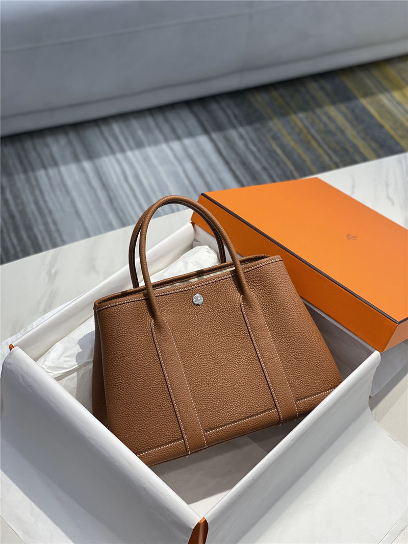 Hermes Garden Party 30/36 Bag Calfskin In Gold High
