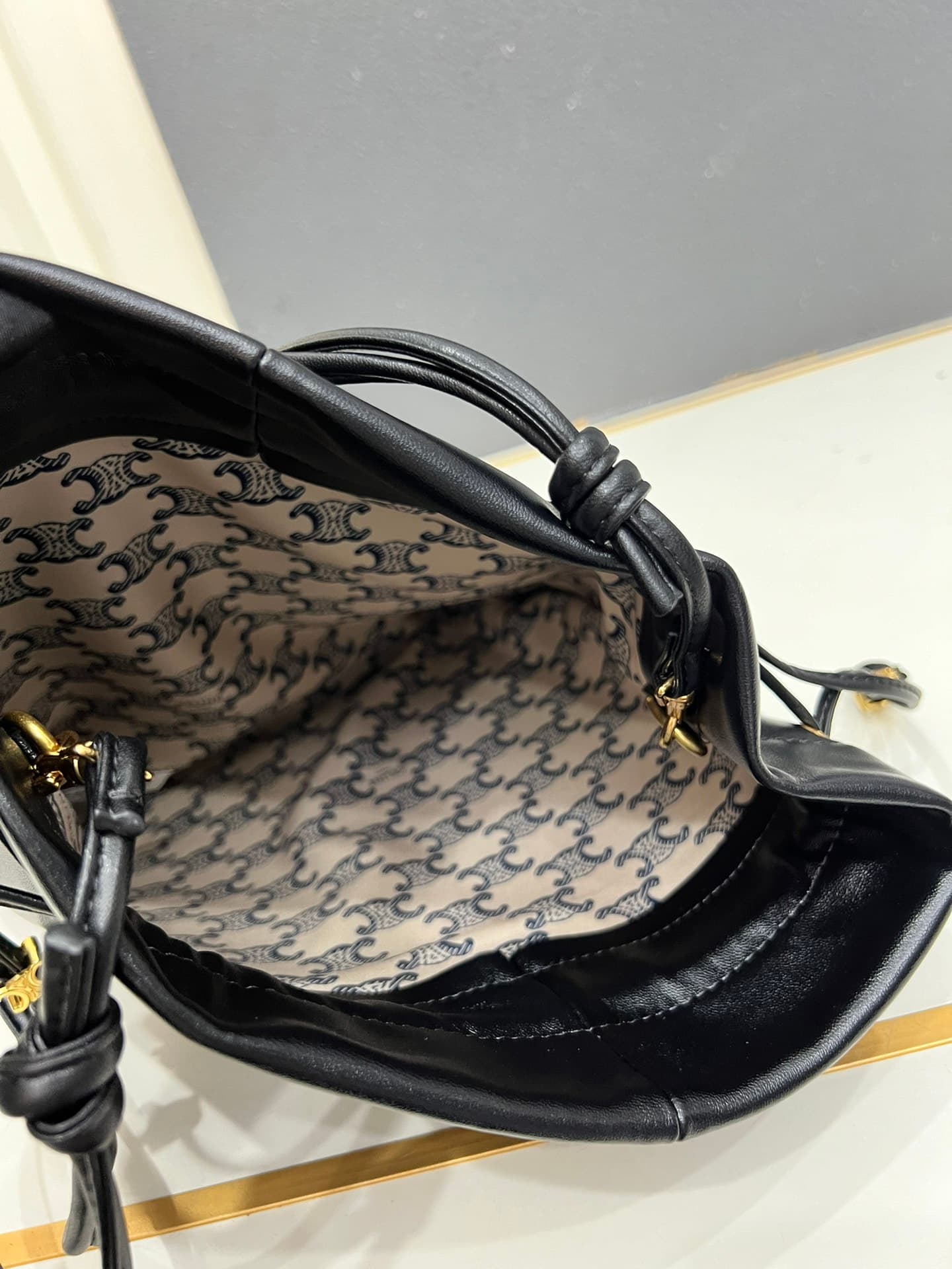 Celine SMALL CRYSTAL POUCH IN LAMBSKIN Black High