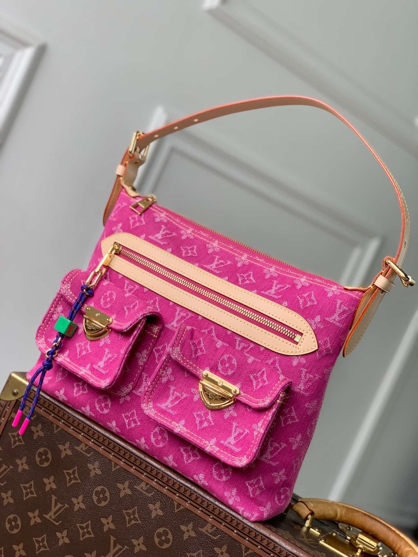 Louis Vuitton Baggy Monogram Fuchsia Denim M28266 High