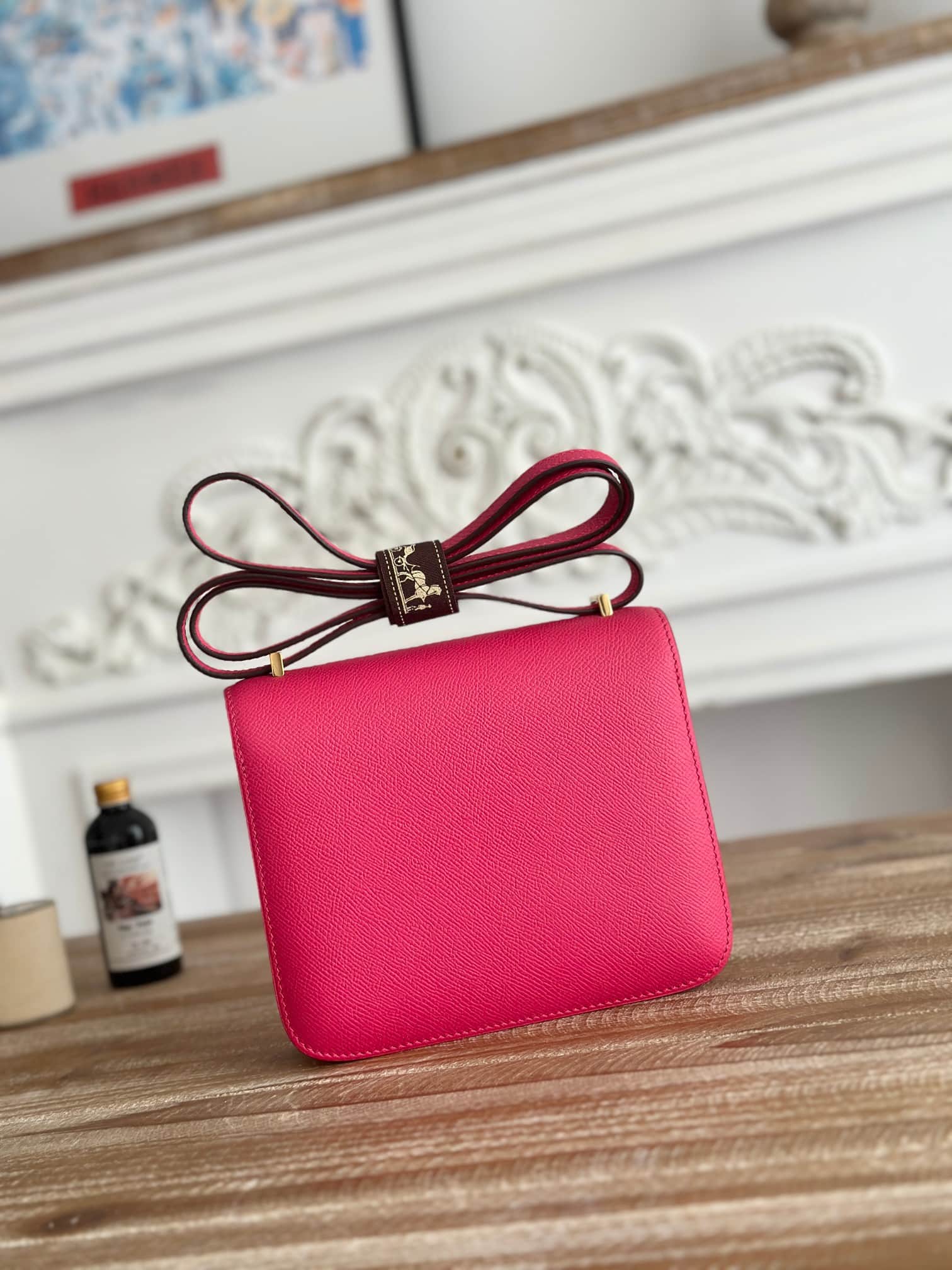 Hermes Mini Constance 18cm Epsom Bag WAX Rose eLipstick High