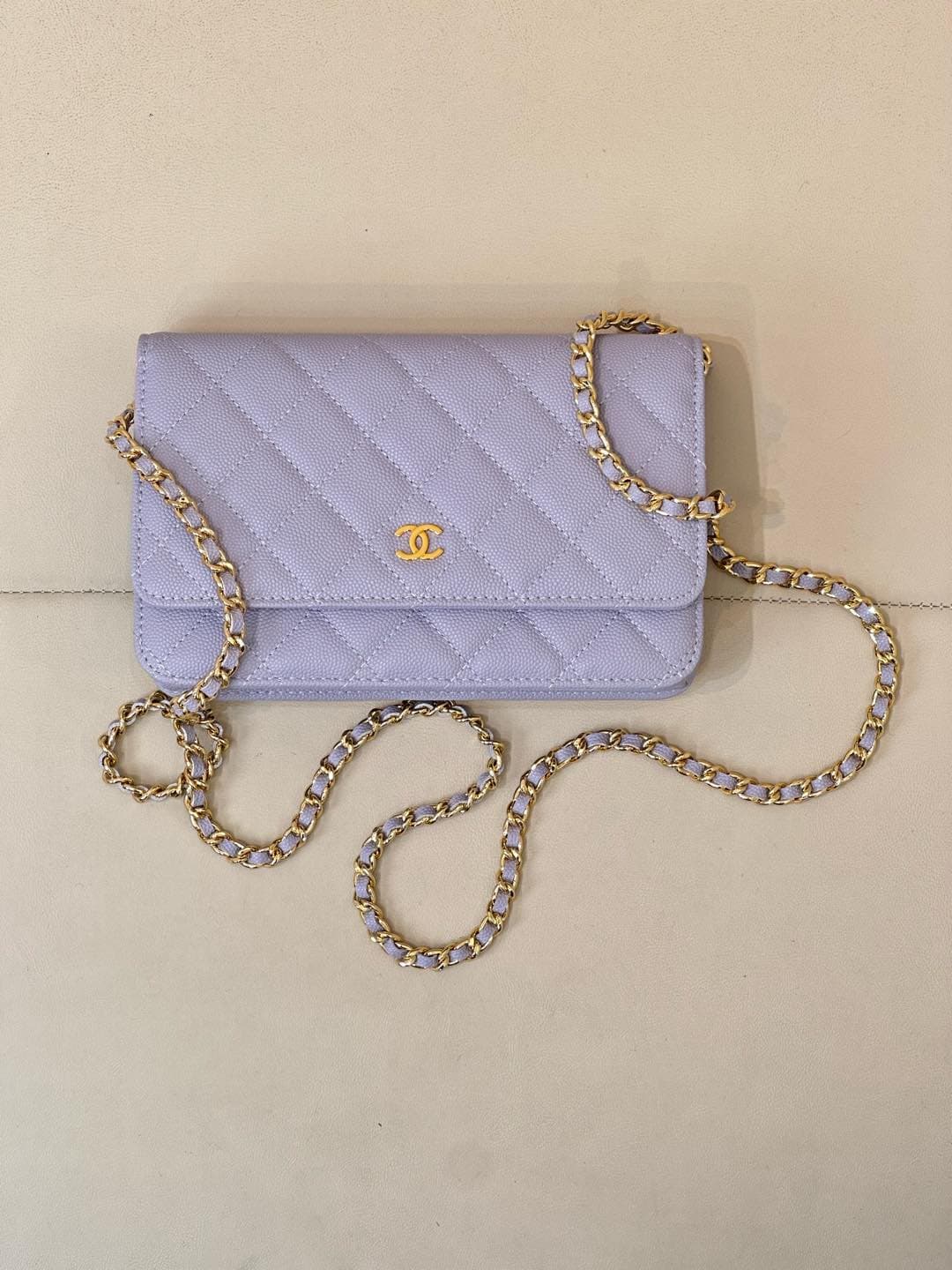 Chanel Wallet on Chain Grained Calfskin& Gold-tone Metal AP0250 Purple TOP