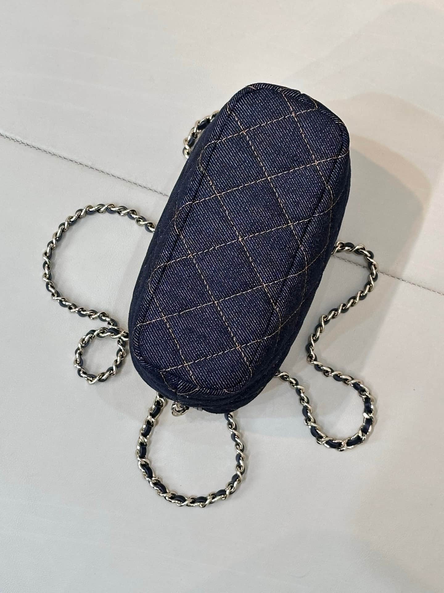 Chanel Hobo Clutch With Chain Denim & Gold-tone Metal Blue AP4386 TOP