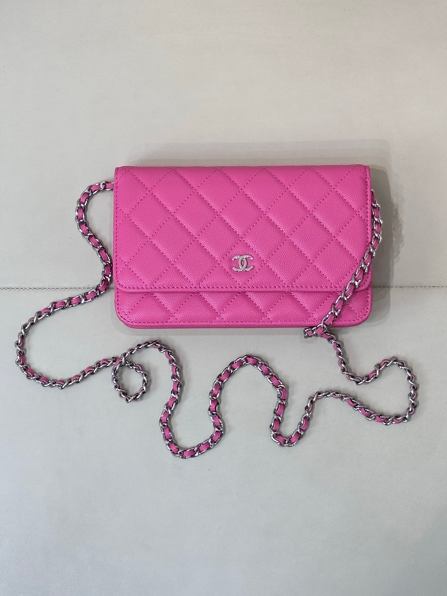 Chanel Wallet on Chain Grained Calfskin& Sliver-tone Metal AP0250 Plum Red TOP
