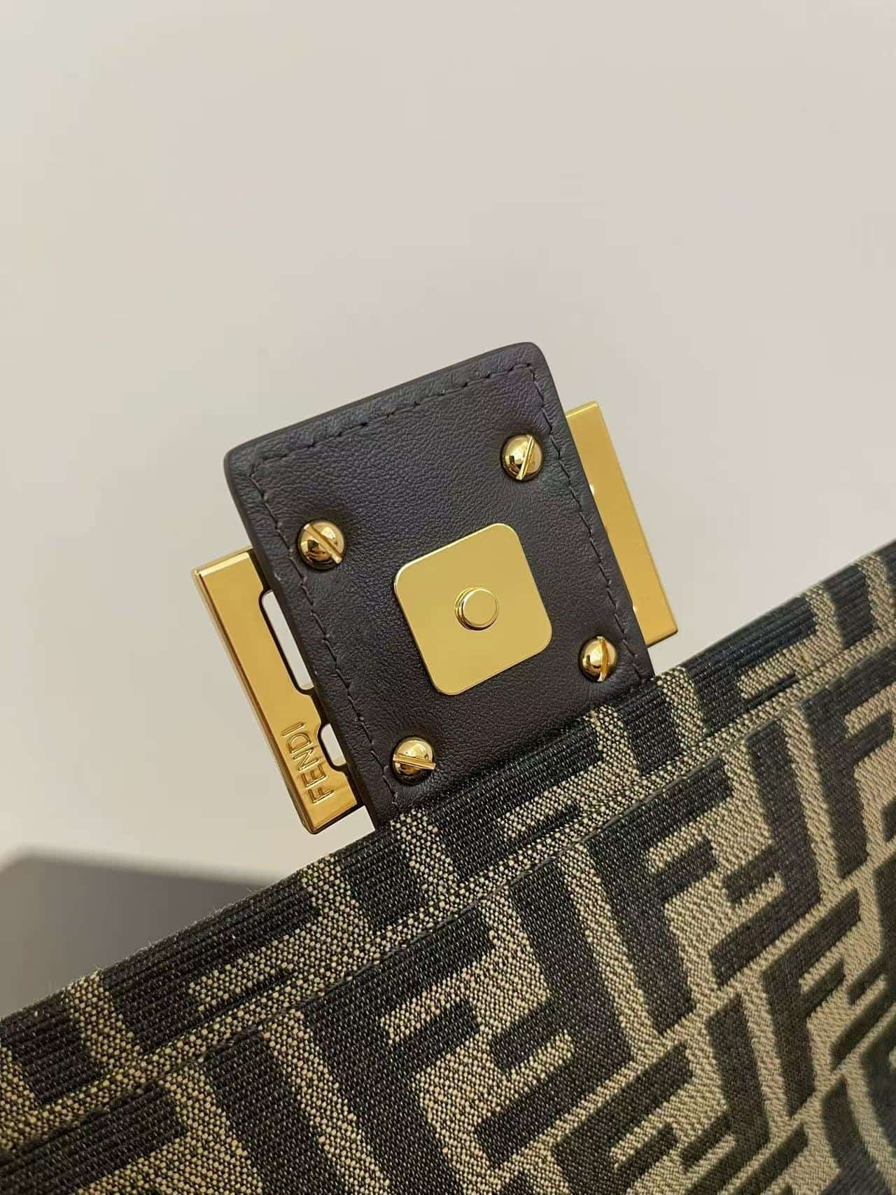 Fendi Baguette Bag in Tobacco Brown FF Jacquard Fabric High