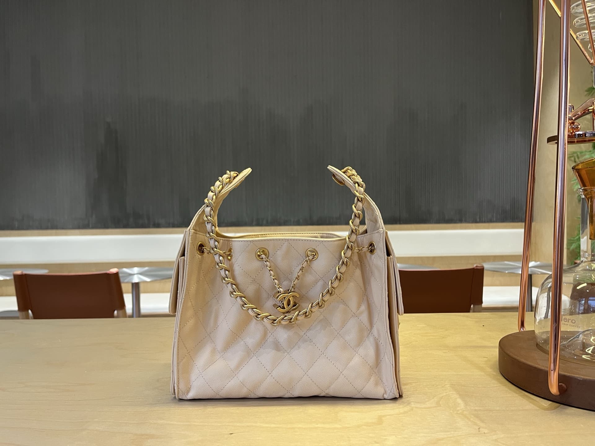 Chanel 25 Small Hobo handbag AS5293 Grained Calfskin & Gold-tone Metal Cream A