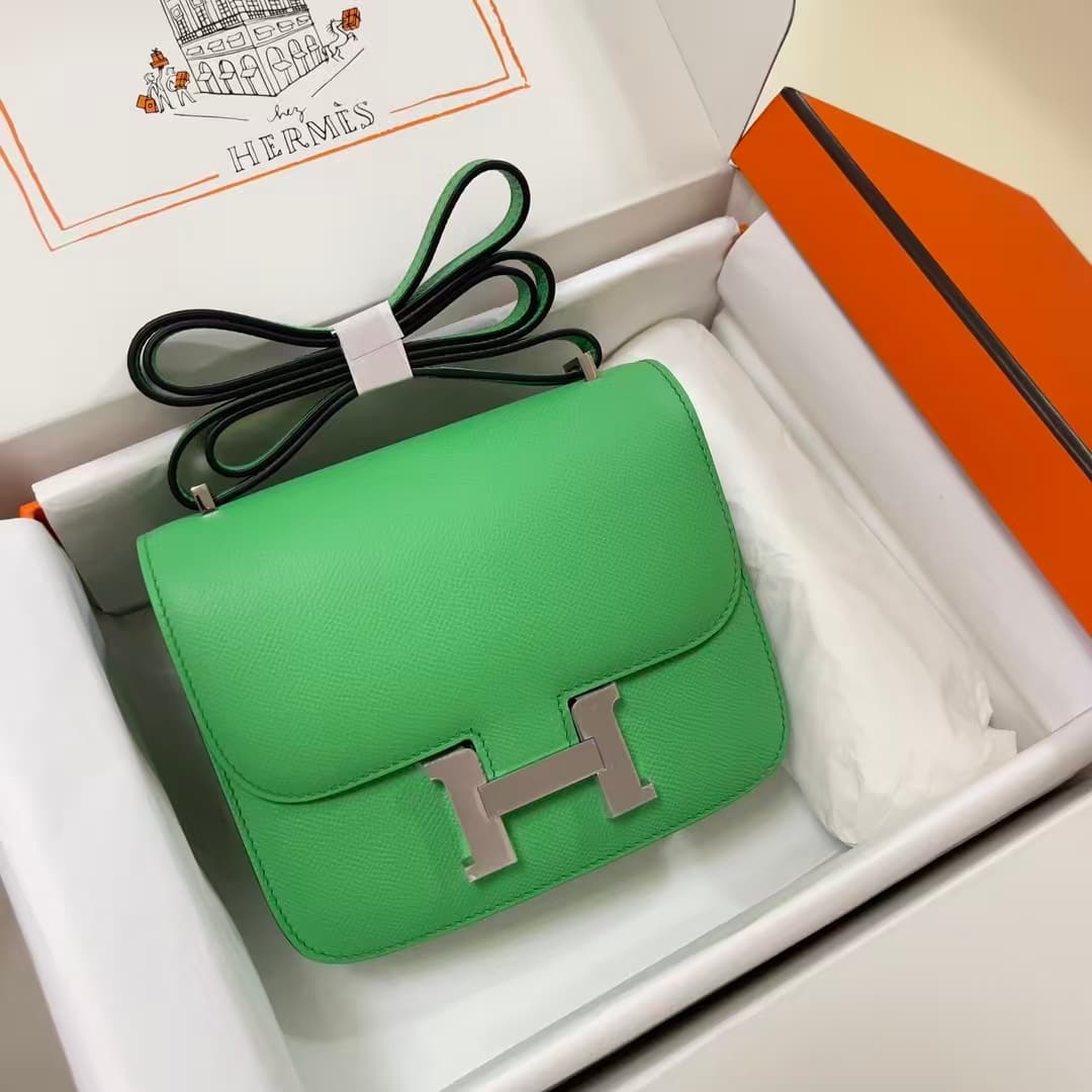 Hermes Mini Constance 18cm Epsom Bag Vert Comics WAX Vert Comics High Customizing Style