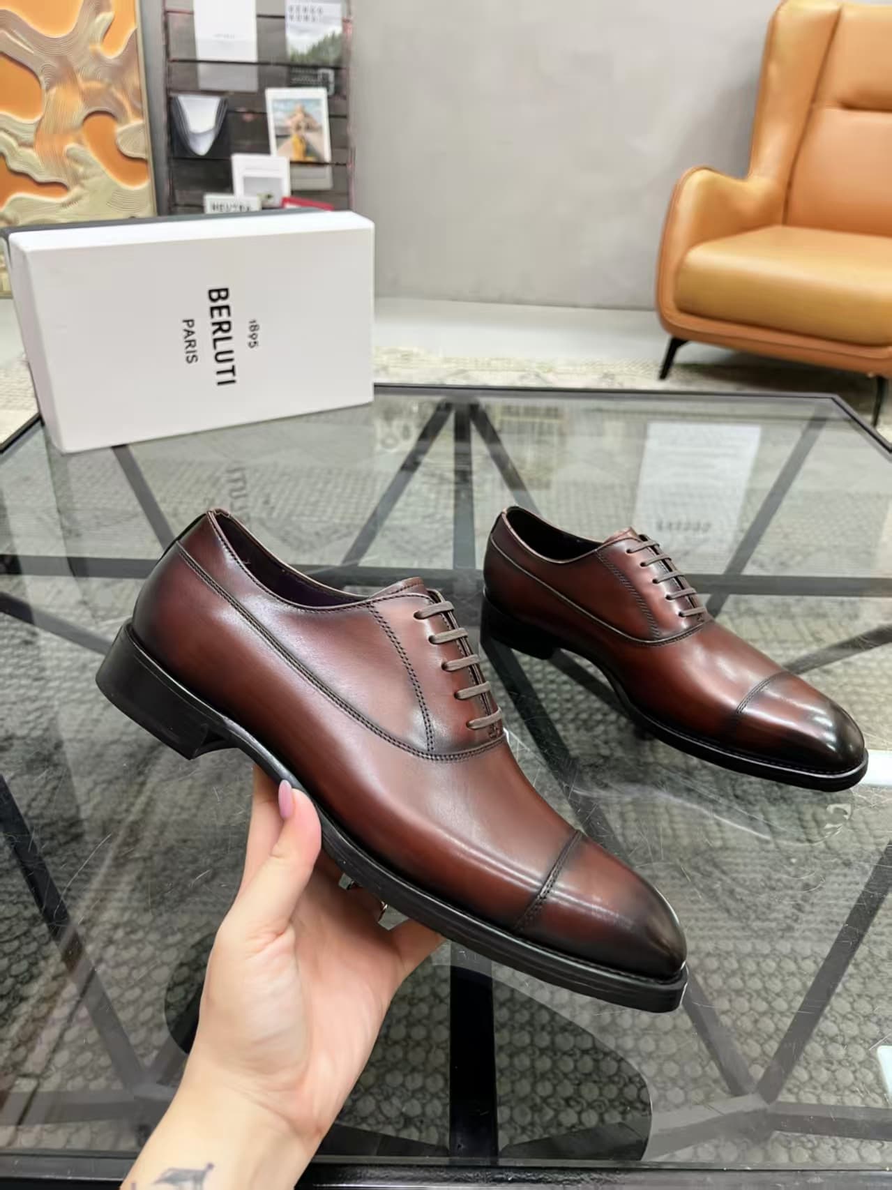 Berluti Men's Loafers in brown leather