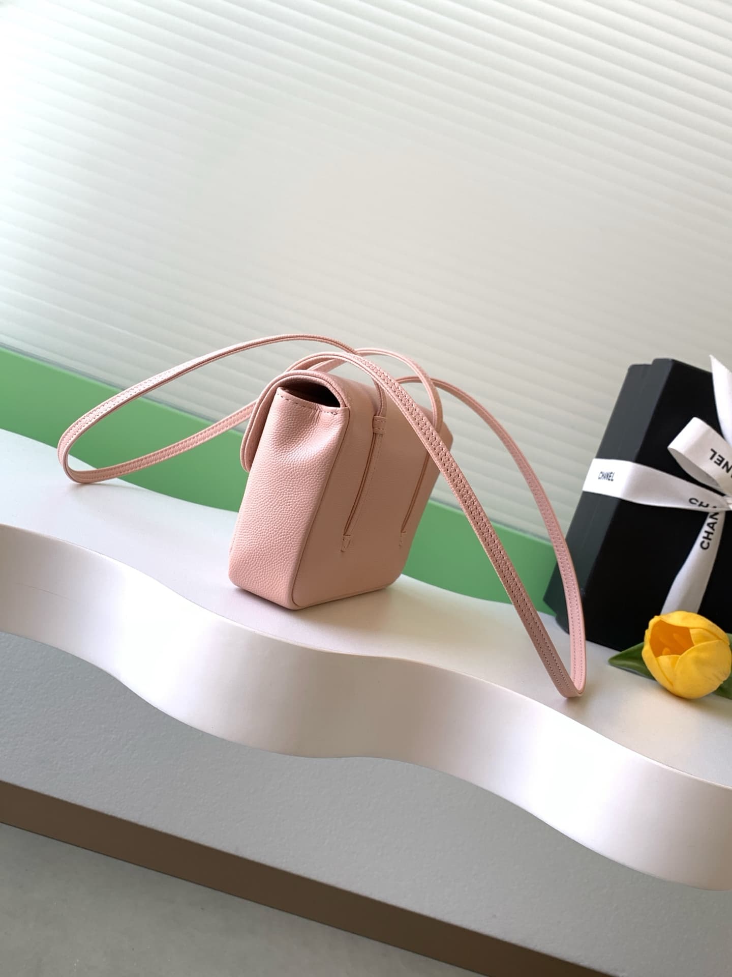 Chanel Clutch with Leather Strap Grained Shiny Calfskin & Gold-Tone Metal Pink AP5068 A