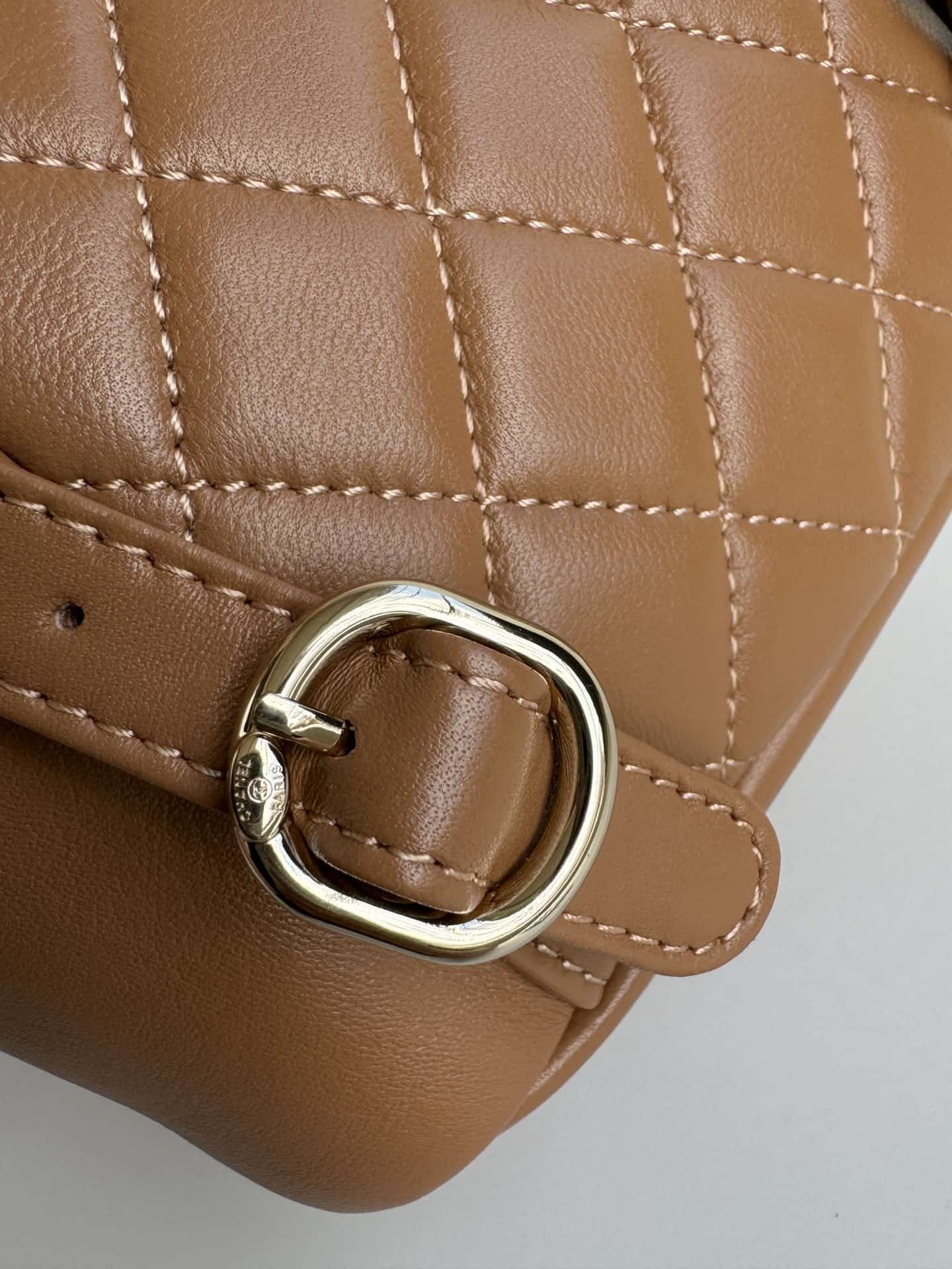 Chanel Small Quilted Duma Backpack Lambskin AS2908 Caramel High