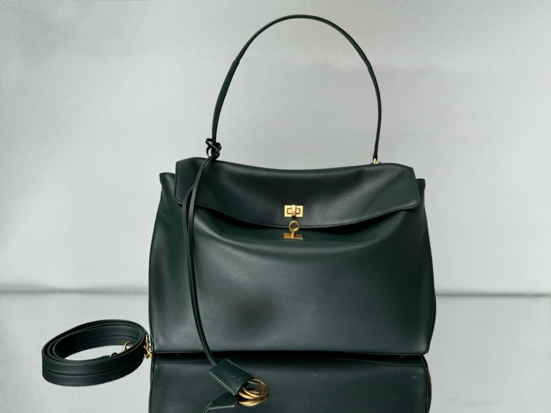 Balenciaga Rodeo Large Bag in Pine Green Leather With Gold-Tone Metal TOP