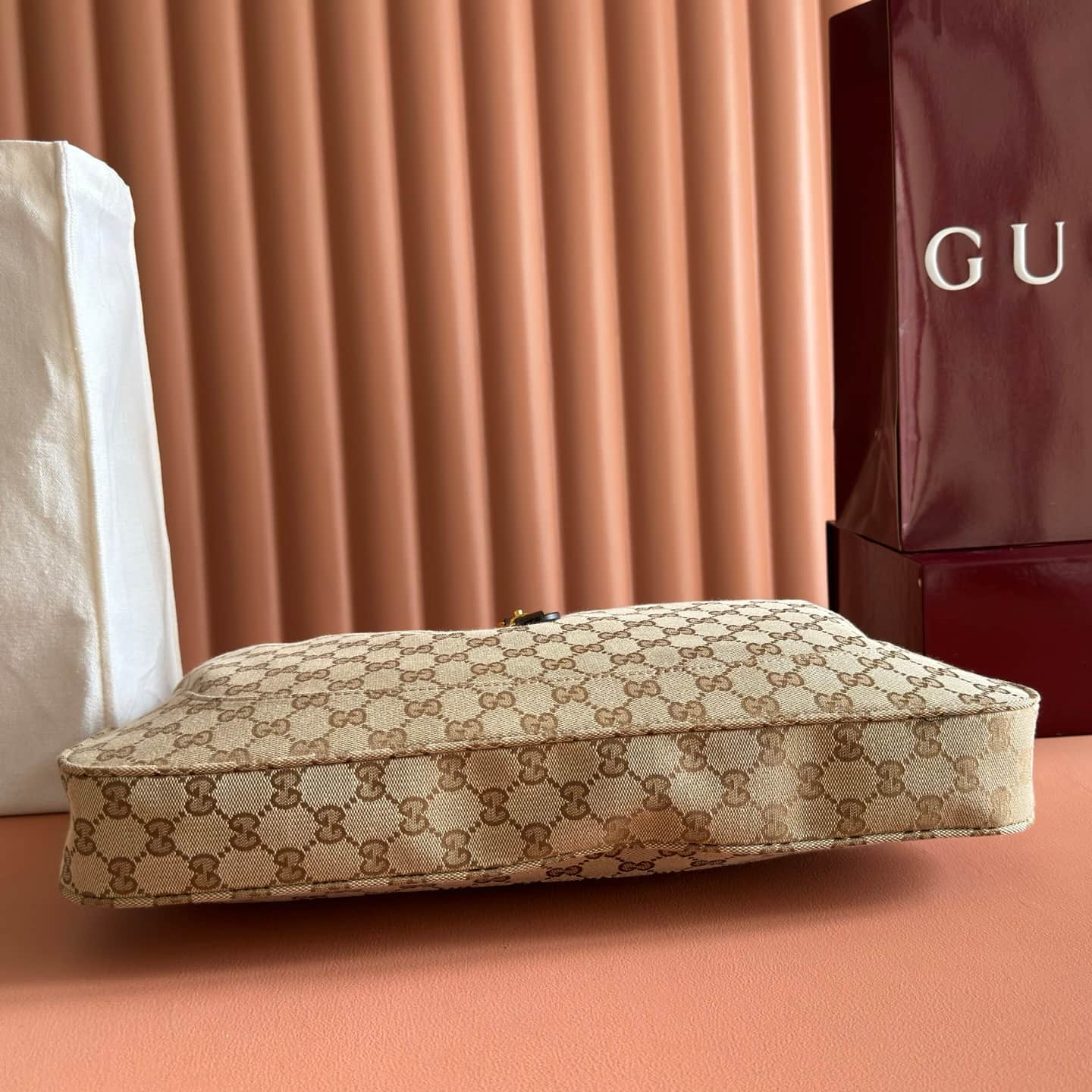 Gucci Jackie 1961 large crossbody bag Sand and dark brown GG canvas ‎863279 High
