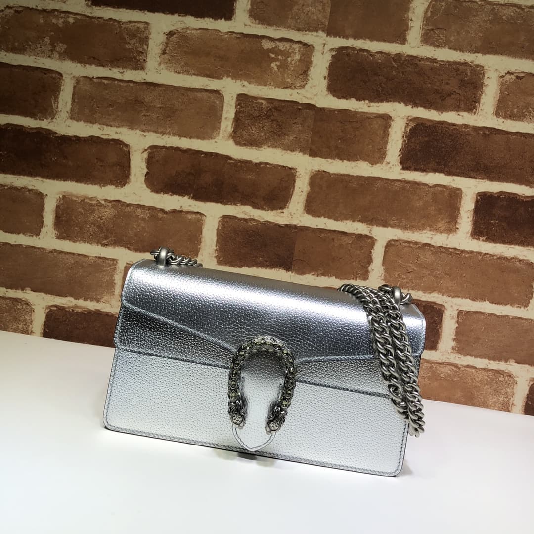DIONYSUS MEDIUM RECTANGULAR BAG 499623 Leather Silver high
