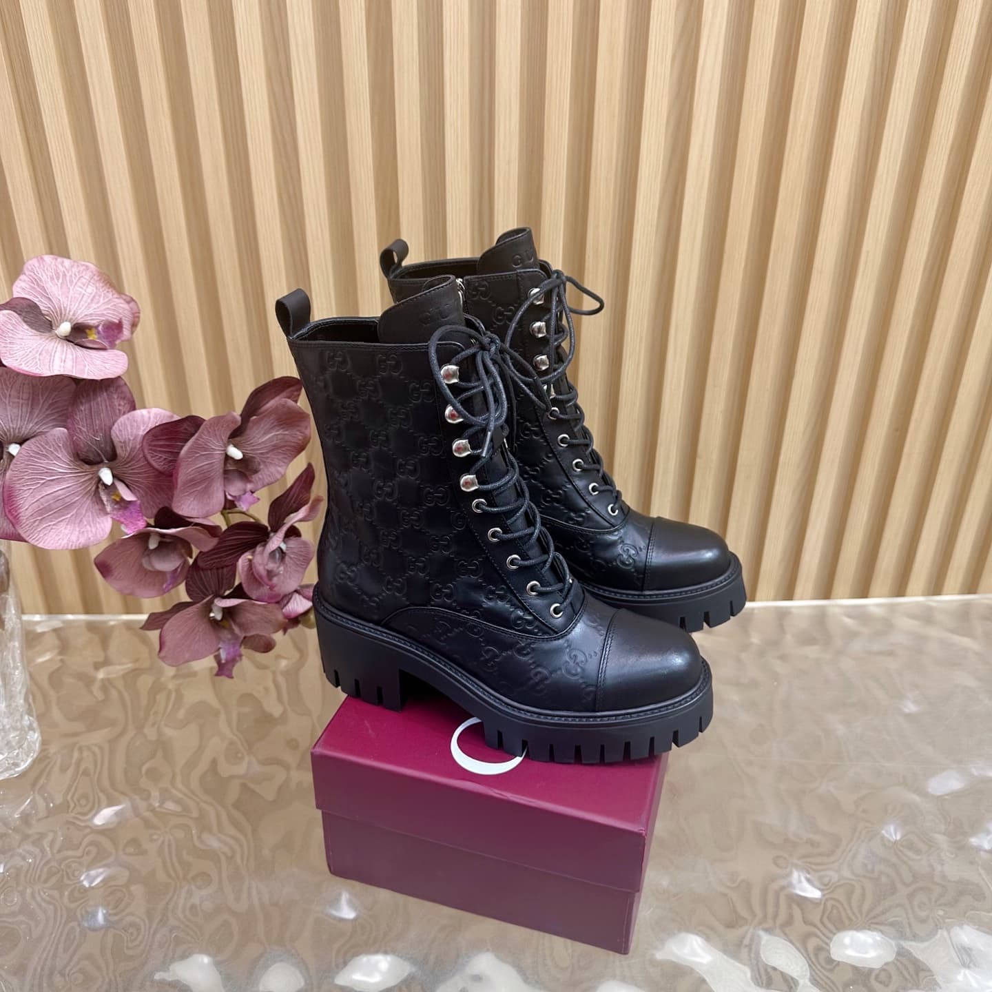 Gucci Women's lace-up ankle boot with GG
