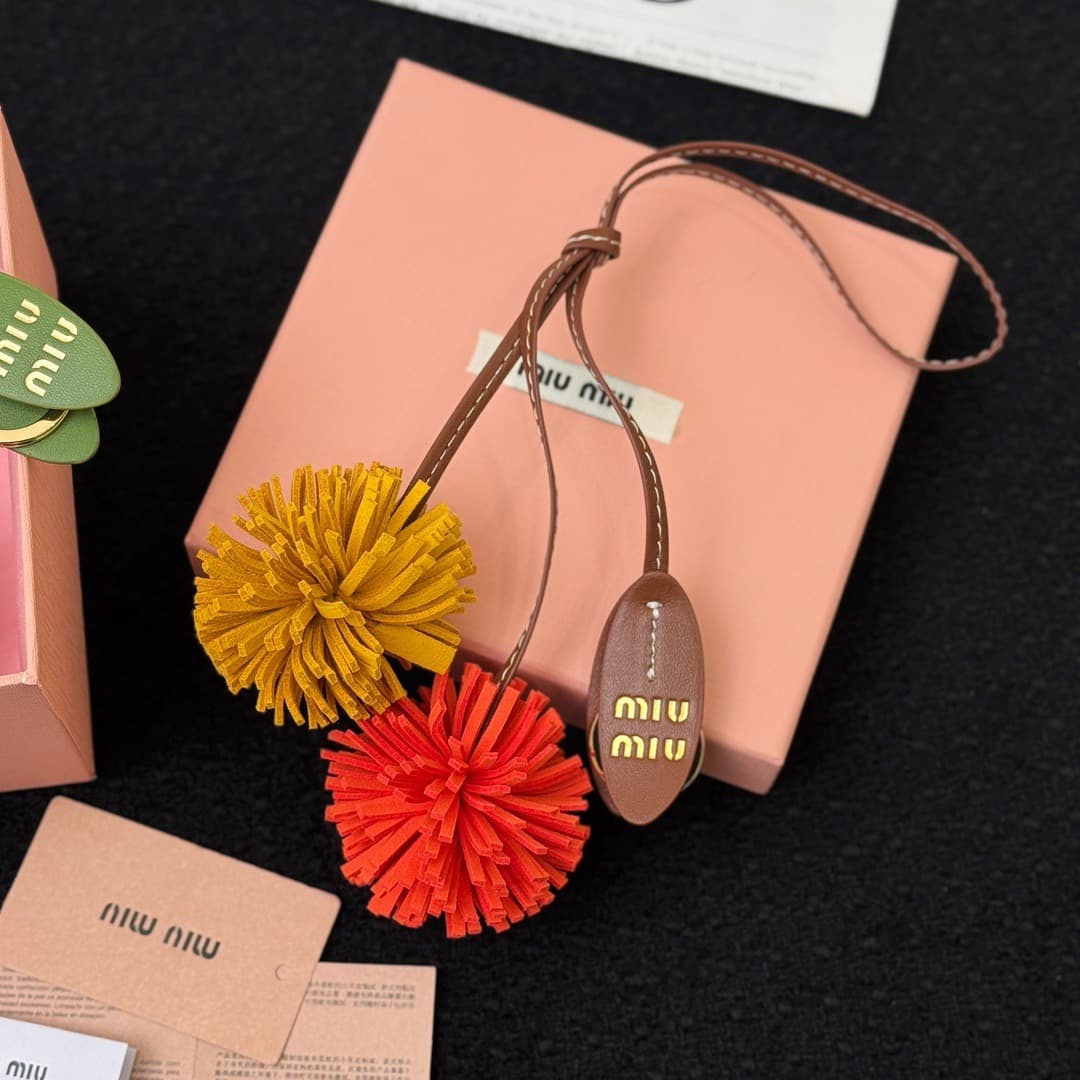 Miu Miu Cognac/ochre/orange Leather Trick Bag Charm