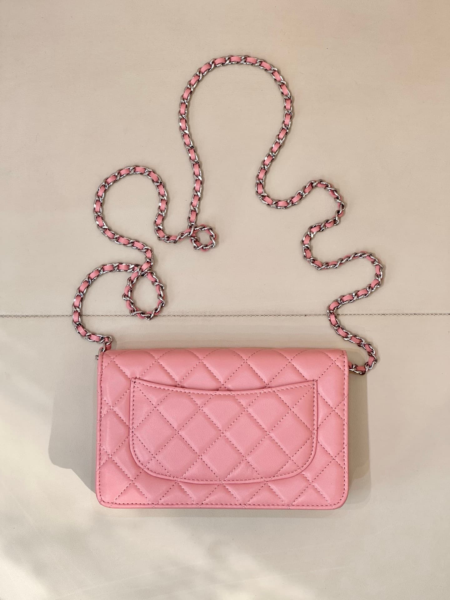 Chanel Wallet on Chain Lambskin& Sliver-tone Metal AP0250 Pink TOP
