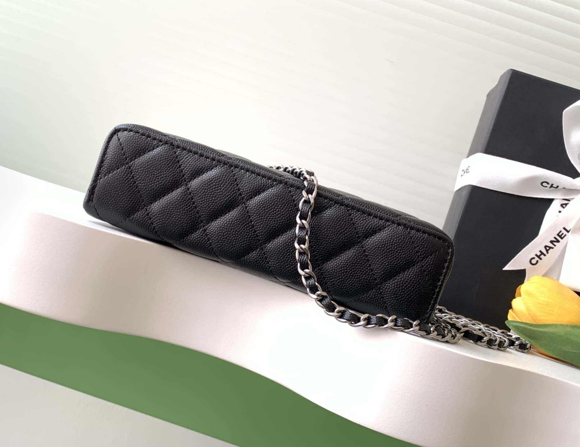 Chanel VANITY WITH CHAIN AP4407 Grained Calfskin & Silver-Tone Metal Black High