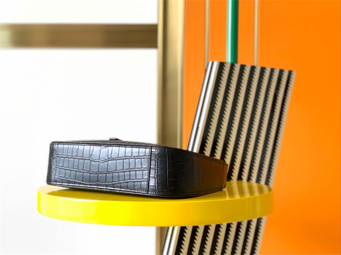 LE 5 À 7 HOBO BAG IN CROCODILE-EMBOSSED SHINY LEATHER High