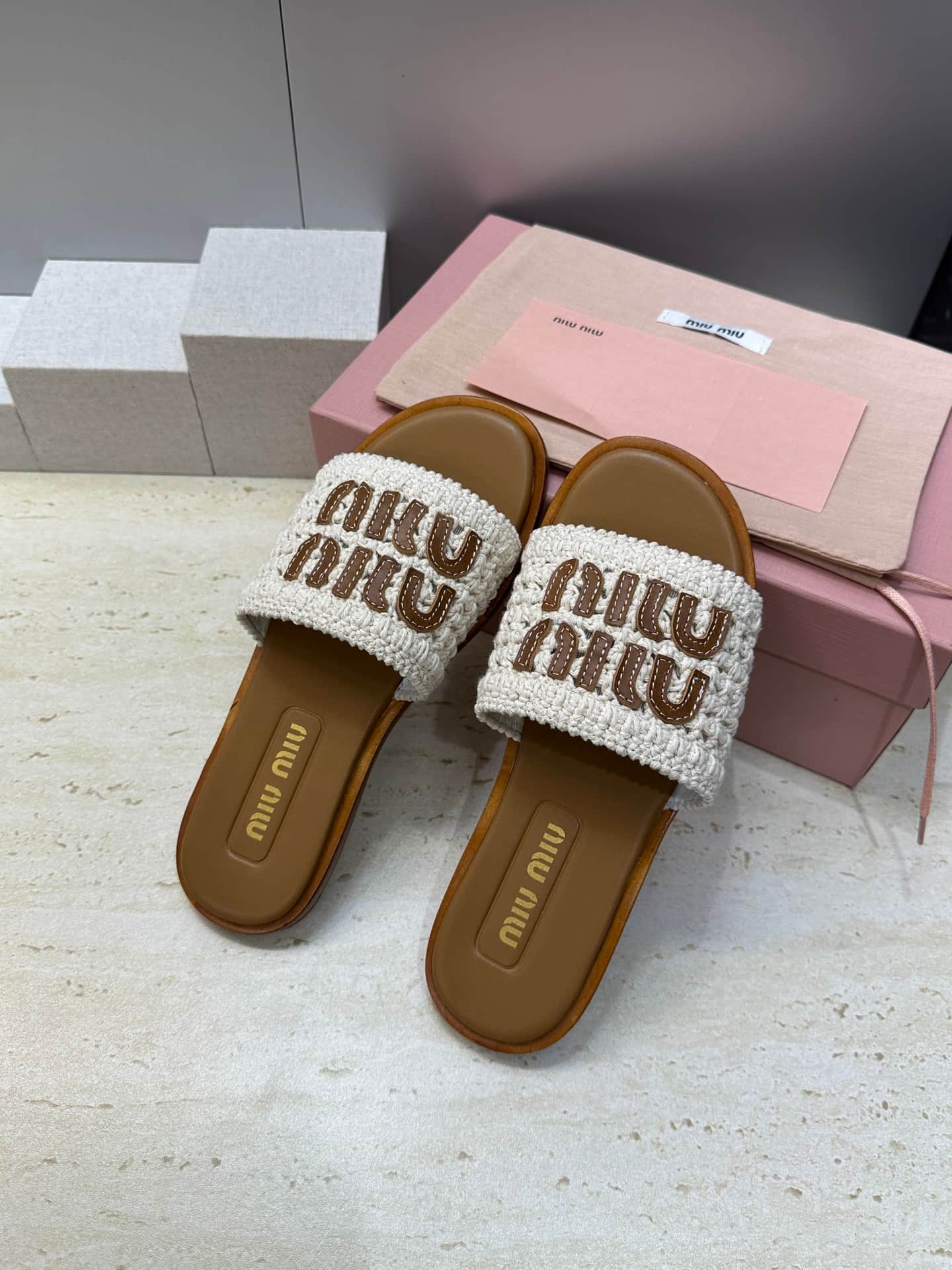 Miu Miu Crochet Slide Sandal Shoes Women