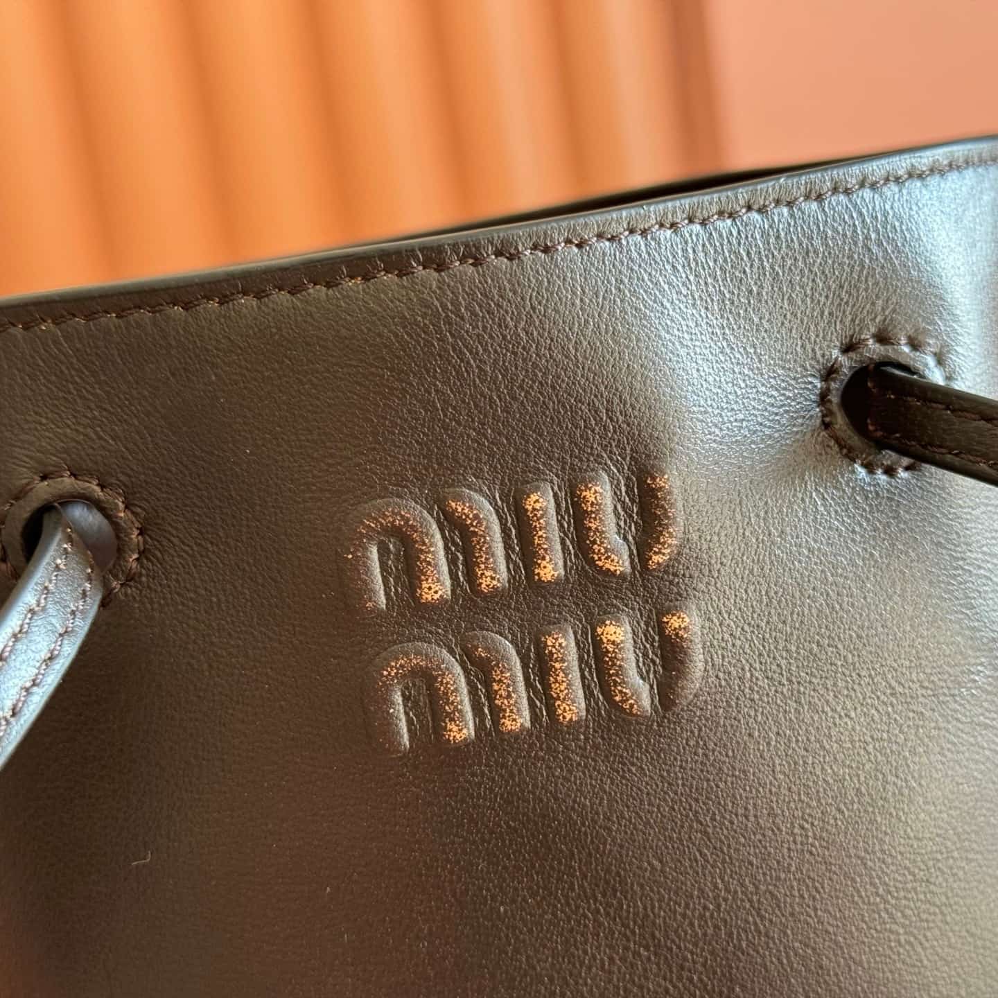 Miu Miu Nappa leather pouch Lambskin Coffee 5NF460 TOP