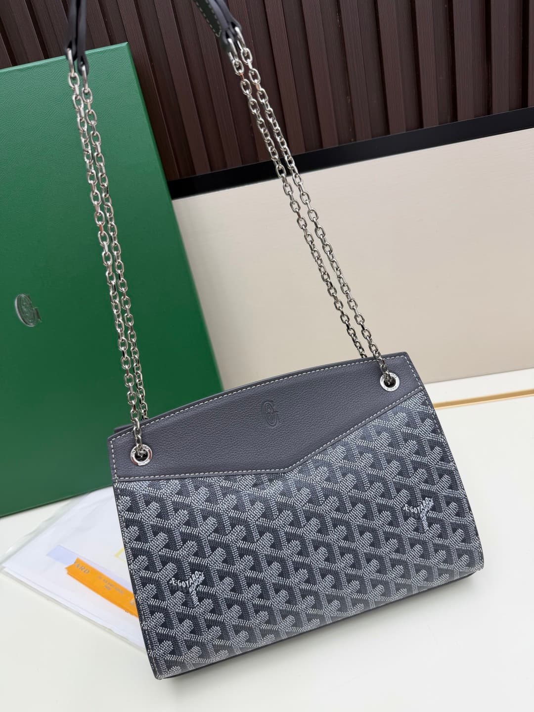 Goyard Rouette Structure bag in Grey-Blue Goyardine Canvas High