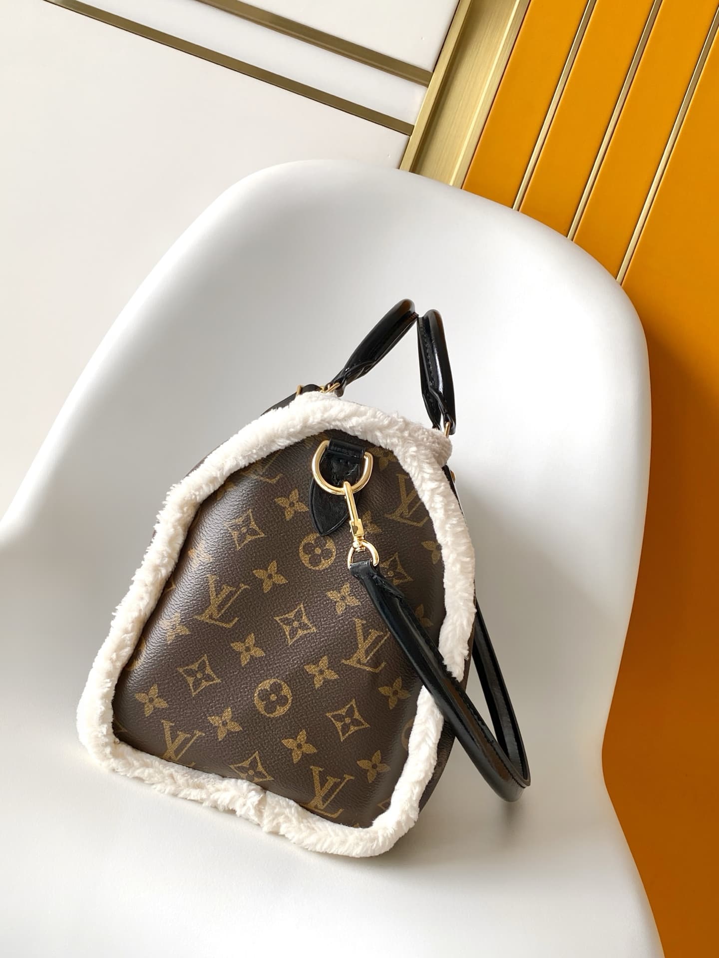 Louis Vuitton Speedy Soft 30 Teddy Monogram Shearling Coated canvas M26326 High