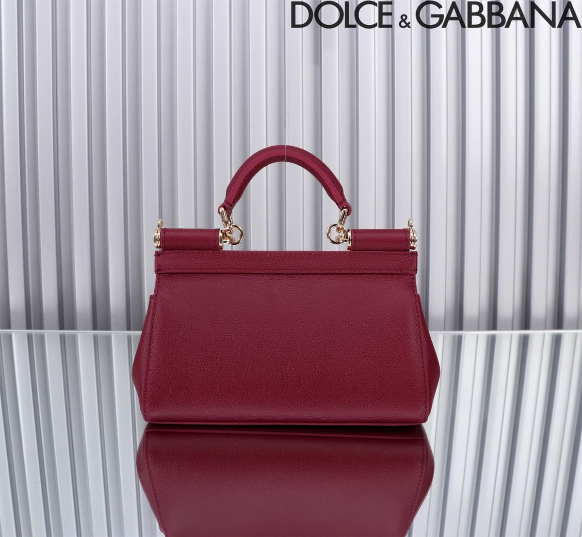 Dolce & Gabbana Miss Sicily top handle bag calfskin leather Claret High