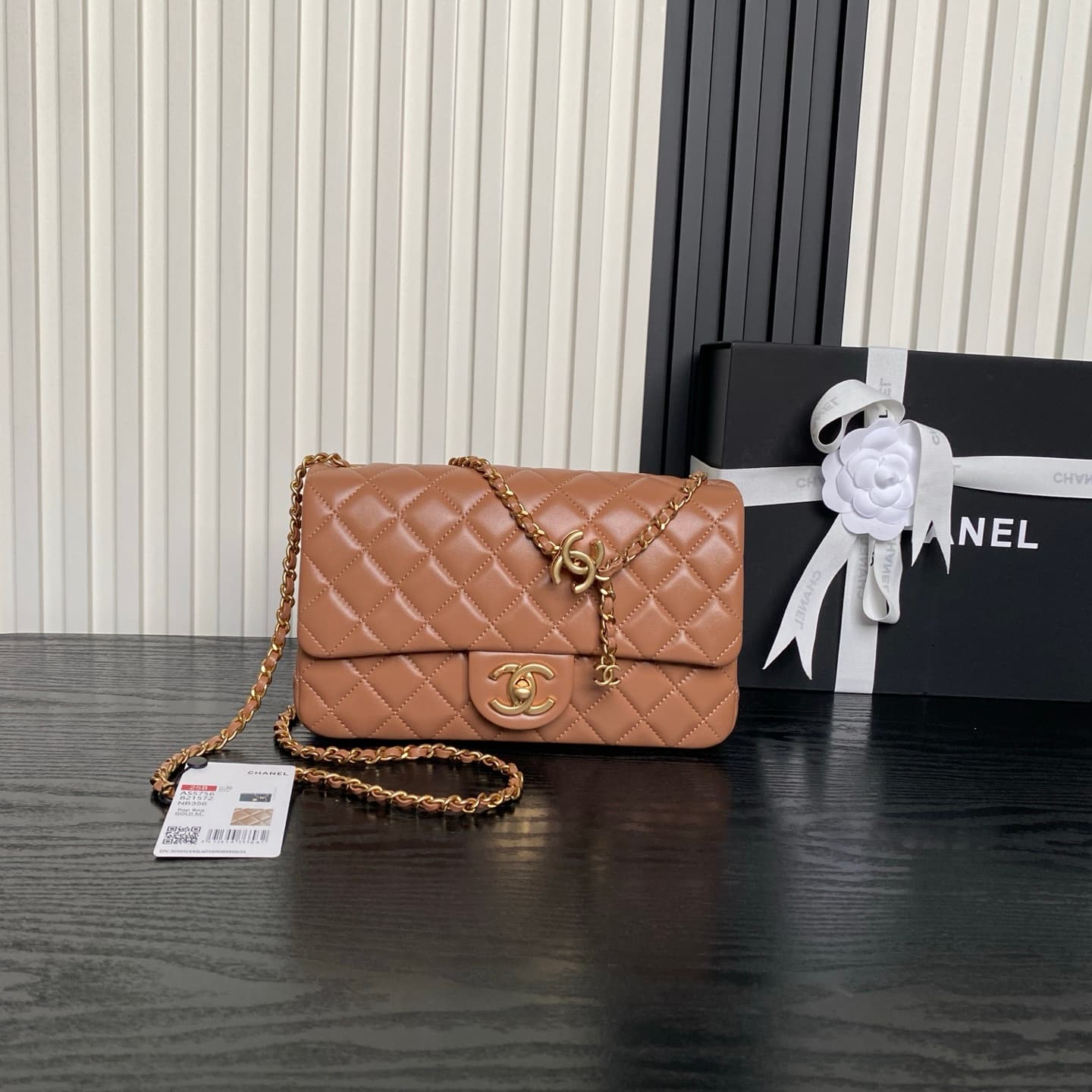 Chanel Classic Flap Bag Lambskin & Gold-Tone Metal AS5756 Tan High