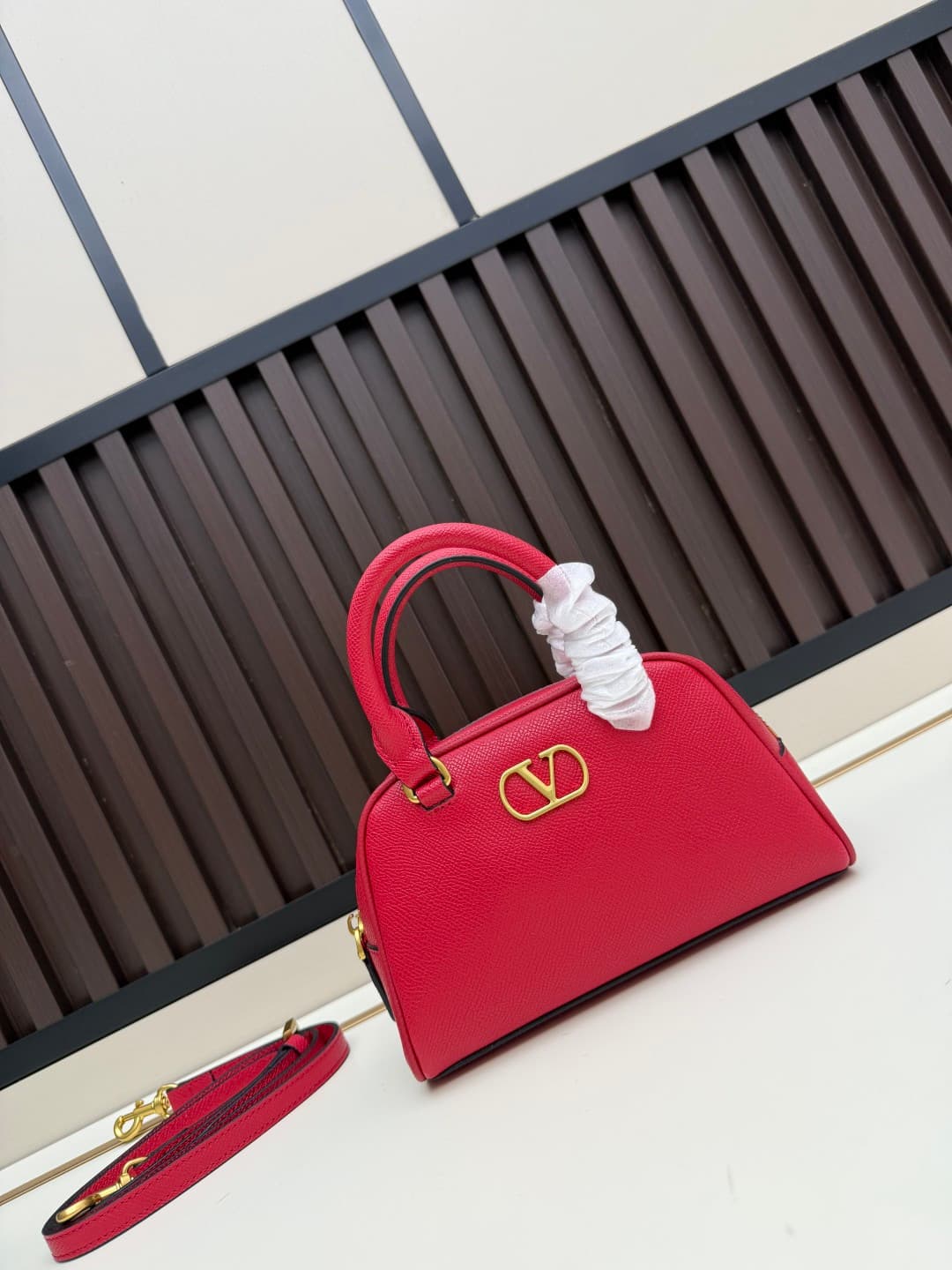 Valentino Garavani Mini VLogo Signature Bowling Bag Red