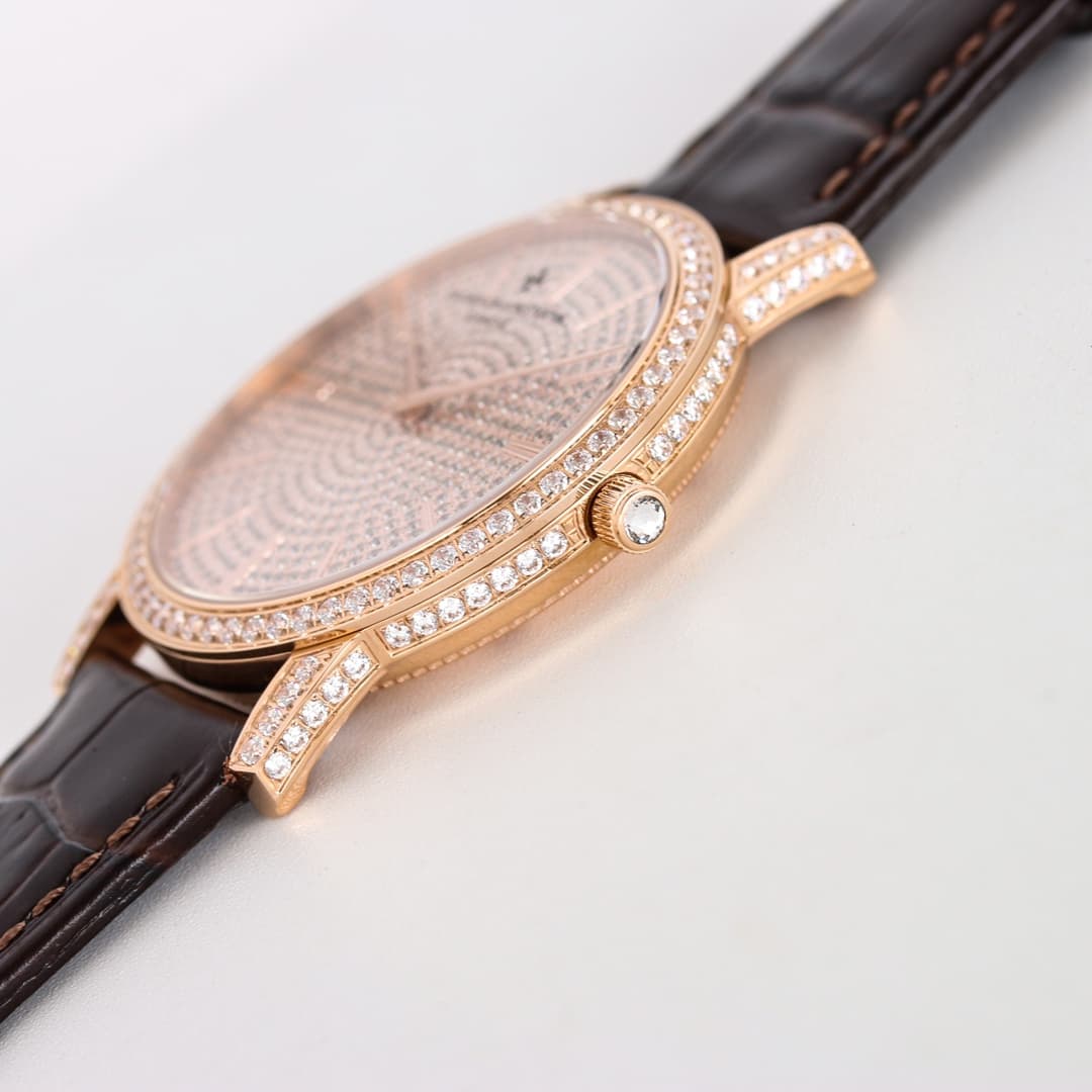 Vacheron Constantin Traditionnelle Watch with Rose Gold  Paved Diamonds TOP
