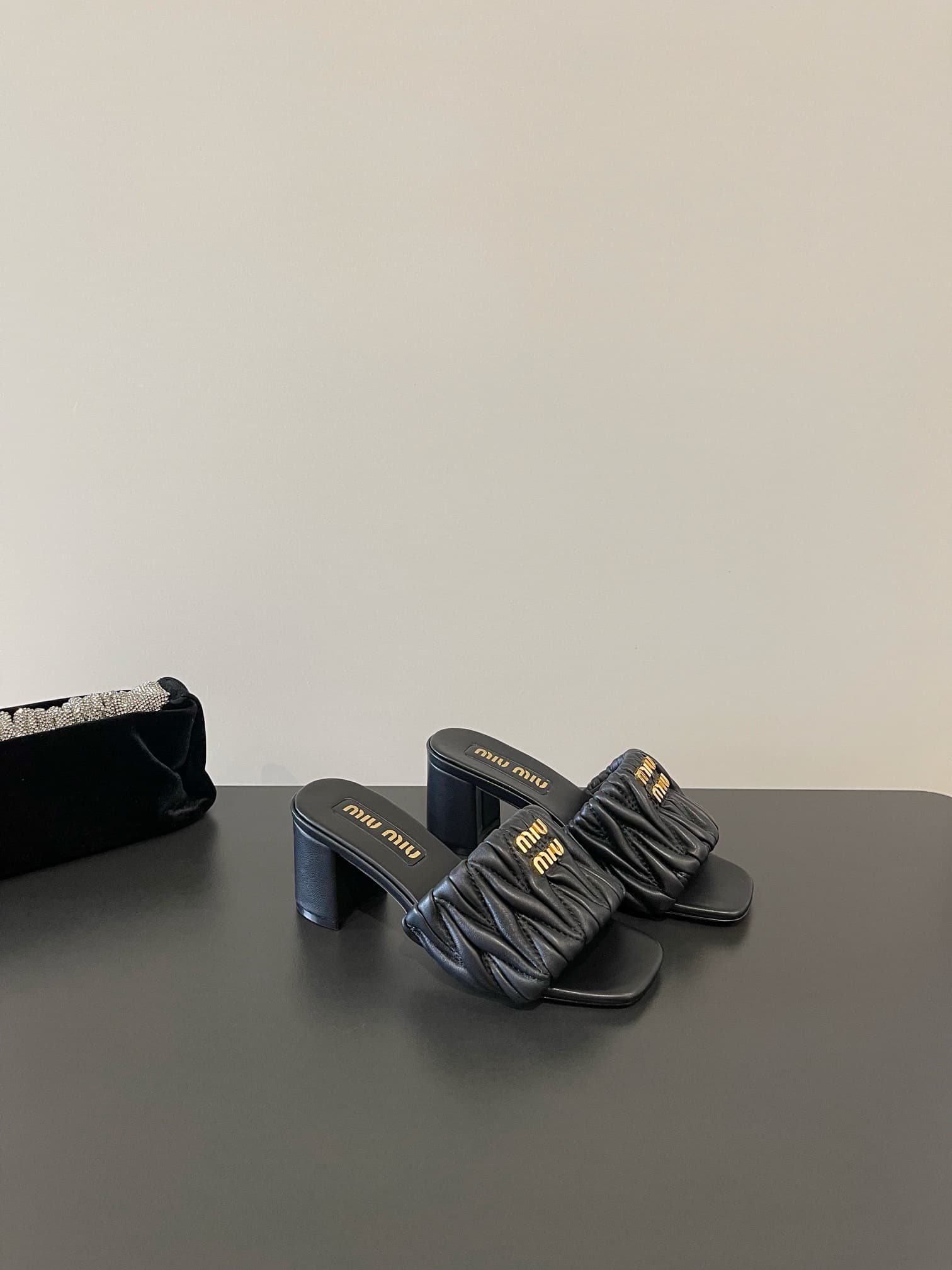 Miu Miu Matelasse Nappa Leather Slides Shoes Women