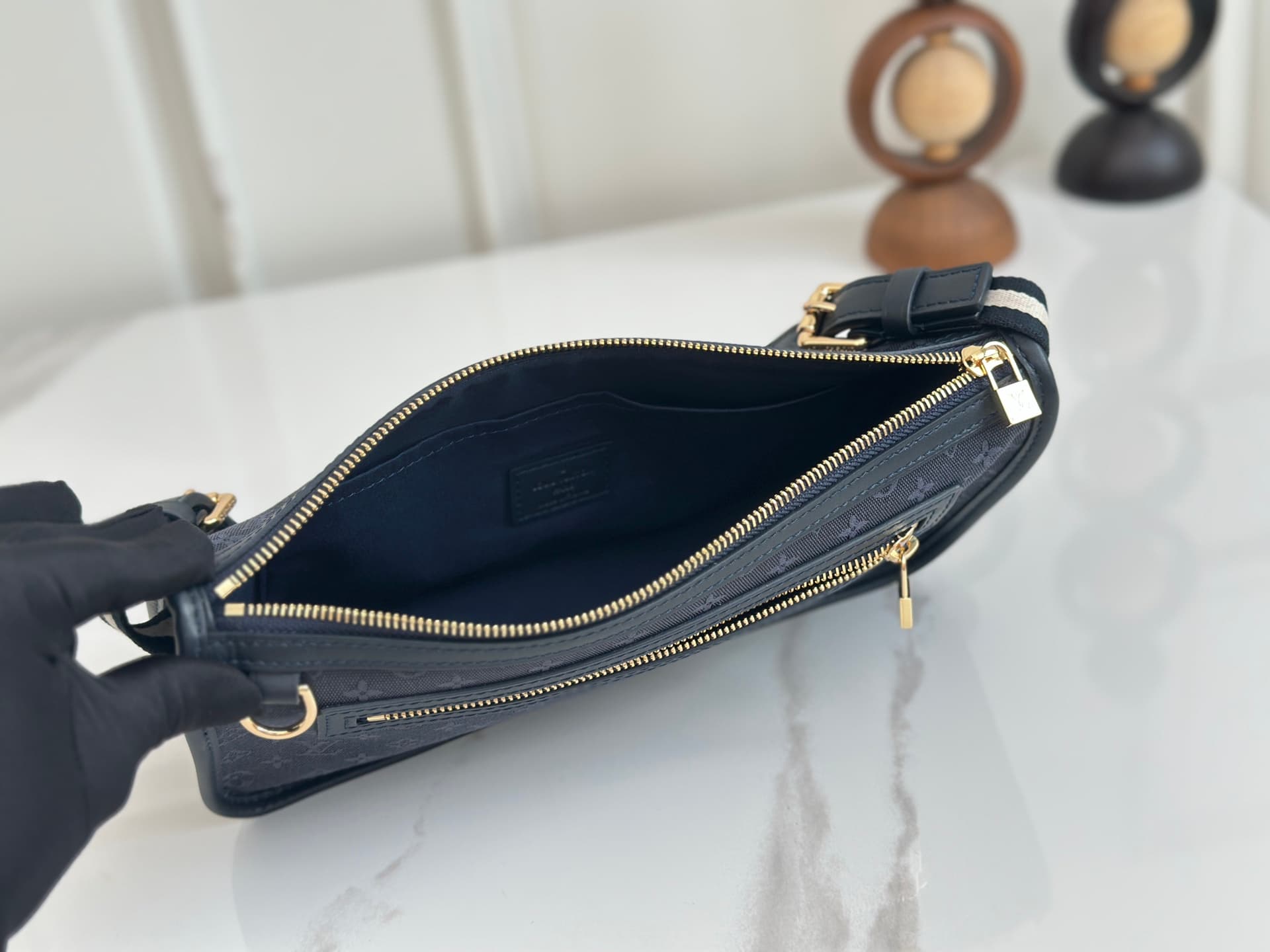 Louis Vuitton Mini Lin Pochette Kathleen Monogram Canvas Navy Blue M92330 High