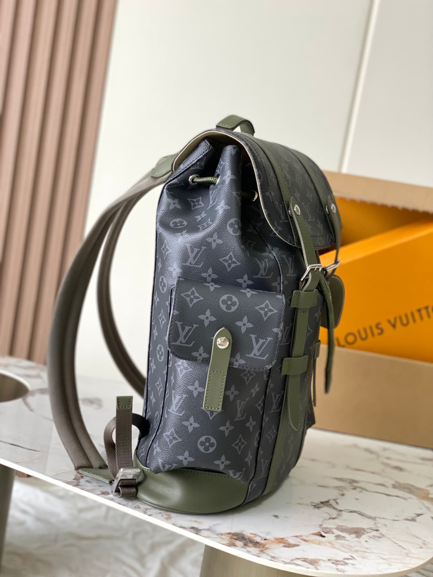 Louis Vuitton Christopher MM Khaki Green Monogram Eclipse coated canvas M28633 TOP