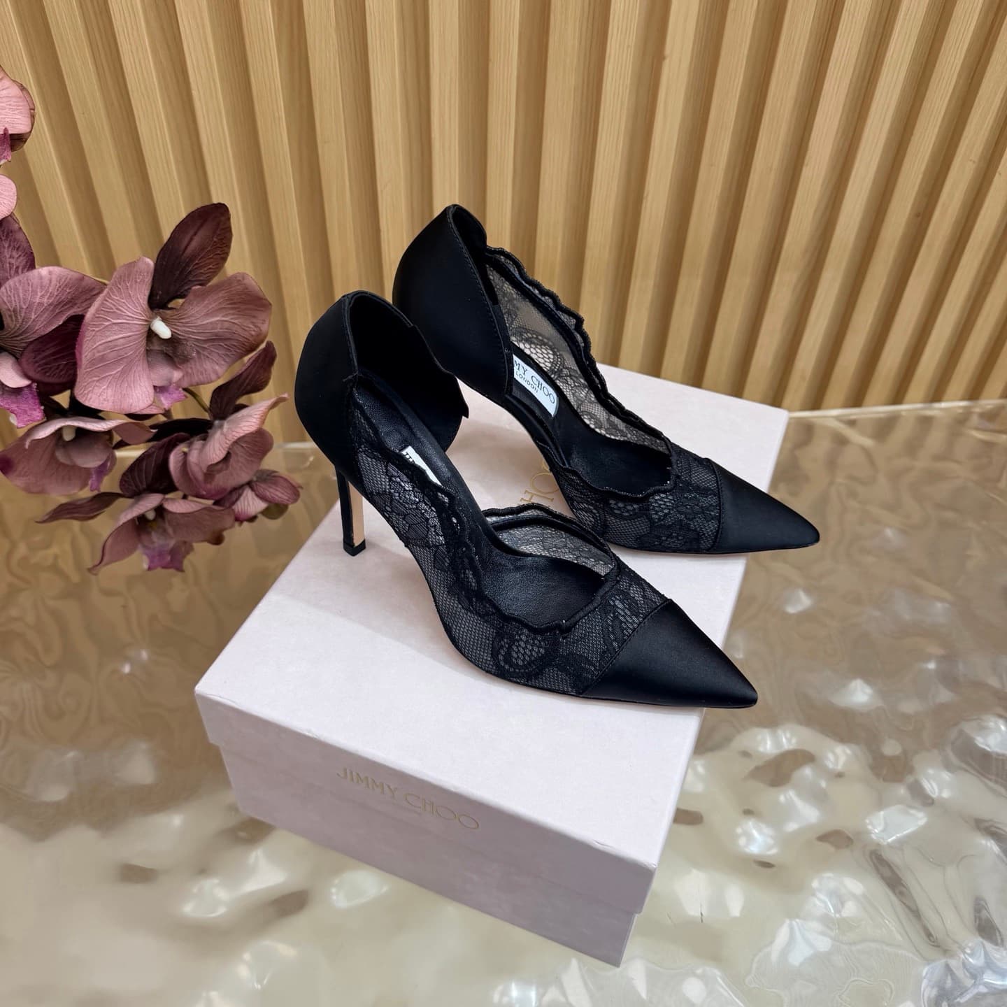 Jimmy Choo Brigitte 100 Lace & Satin Pumps