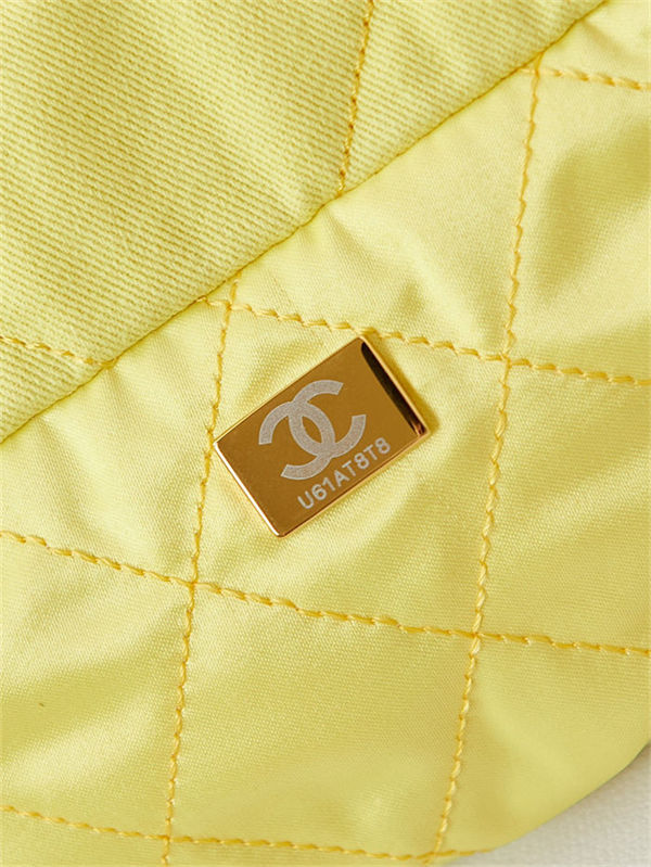 Chanel 22 SMALL HANDBAG Canvas & Gold-Tone Metal AS3260 Yellow A