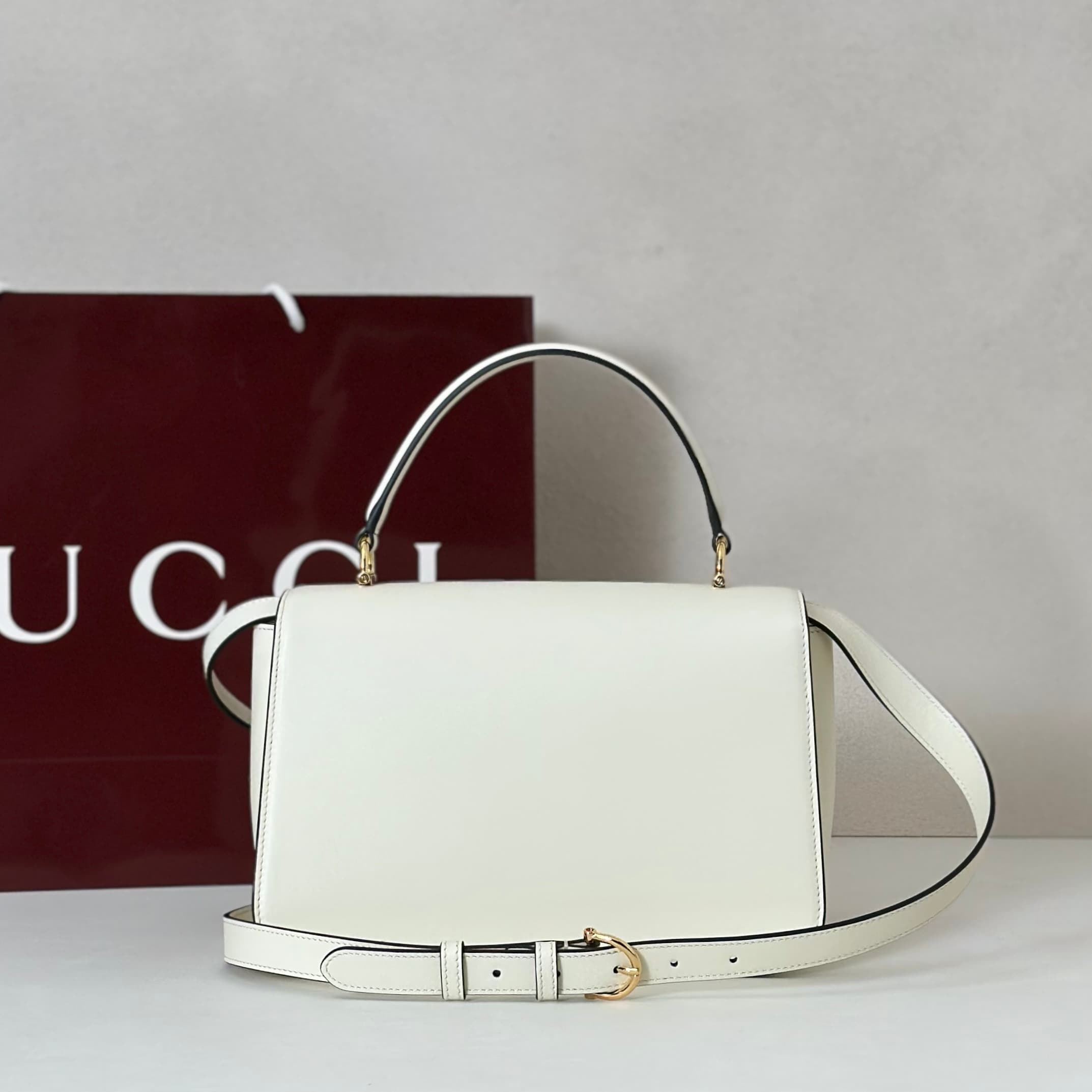 Gucci Siena medium top handle bag 855535 White High